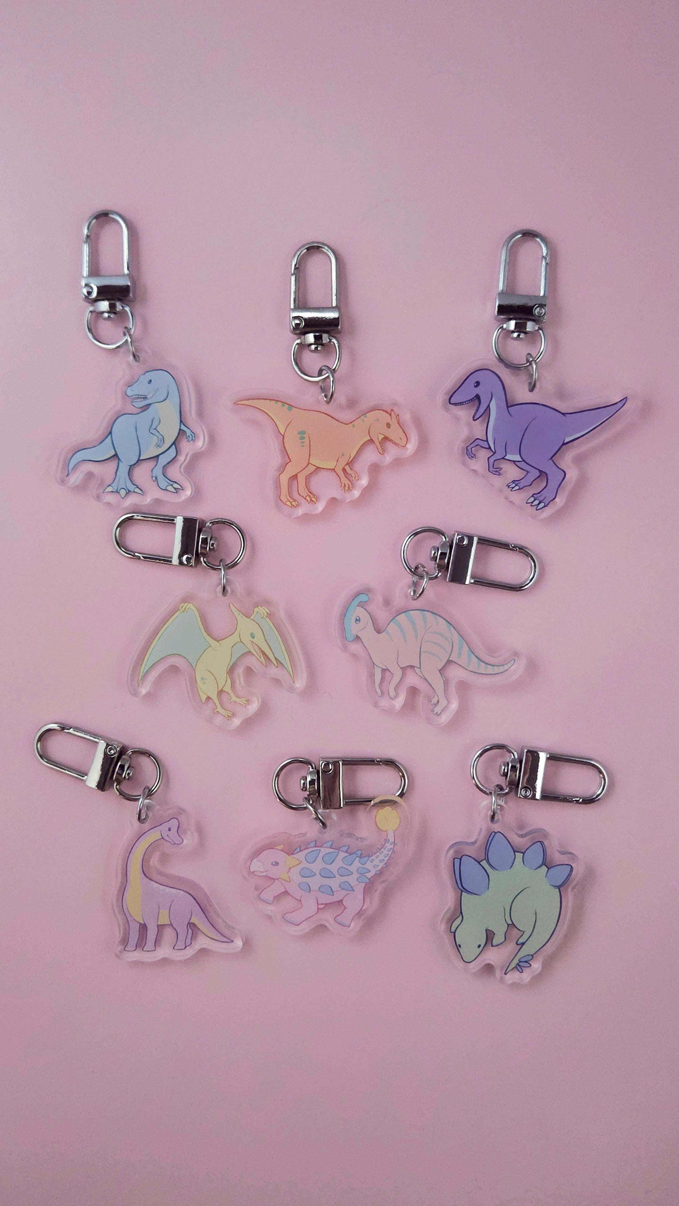 1.5" pastel dino keychains all styles