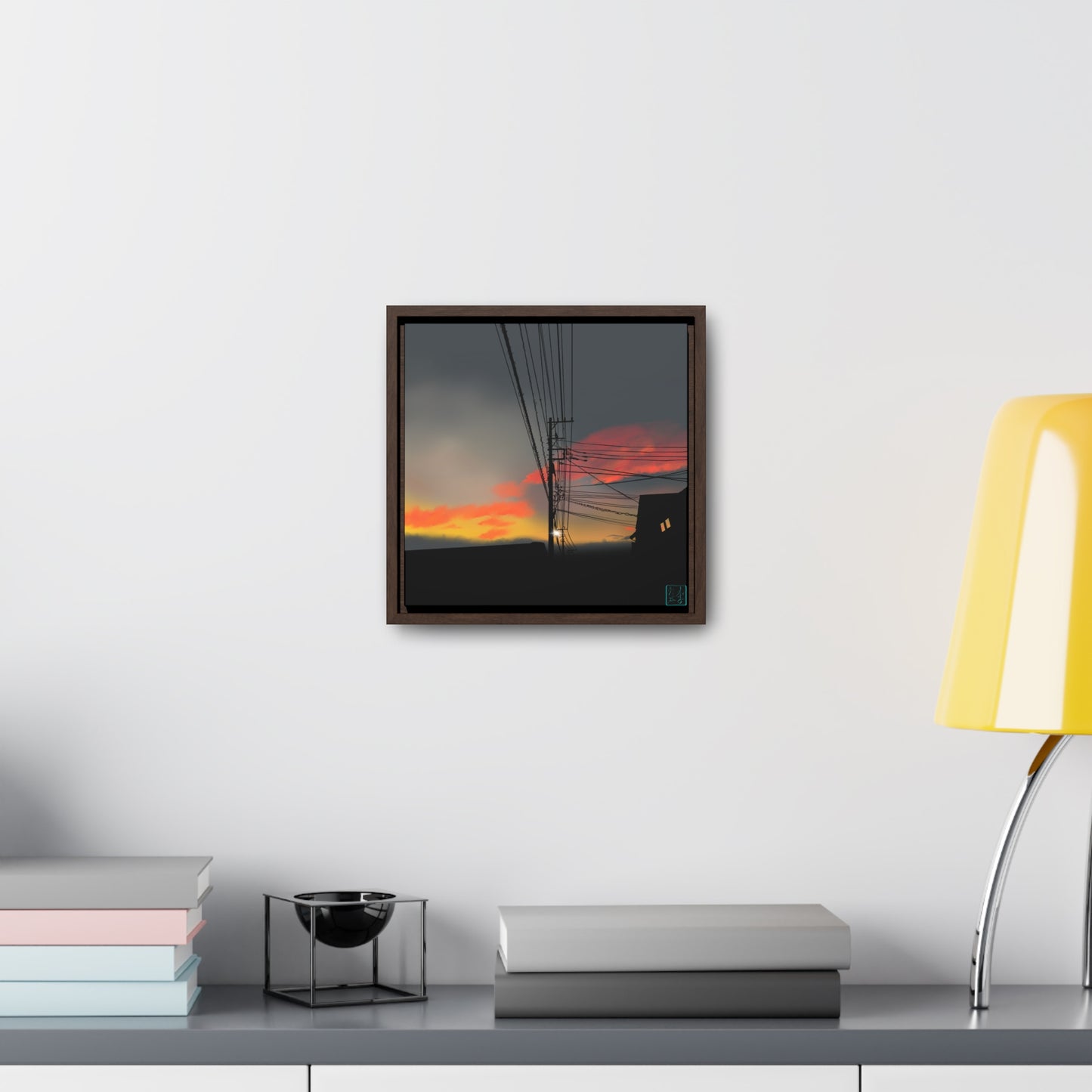 Sunset Powerlines - Gallery Canvas Wraps, Square Frame