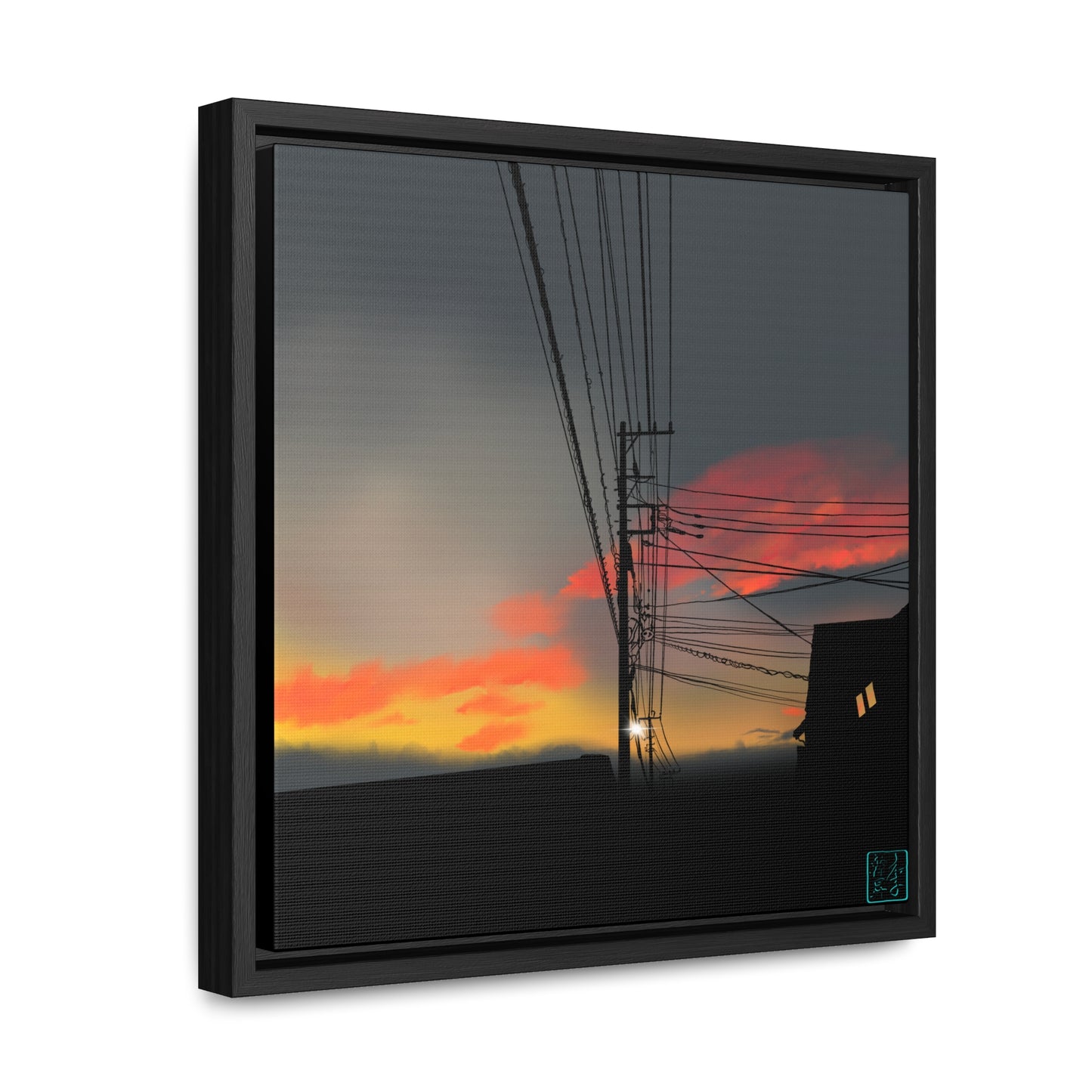 Sunset Powerlines - Gallery Canvas Wraps, Square Frame