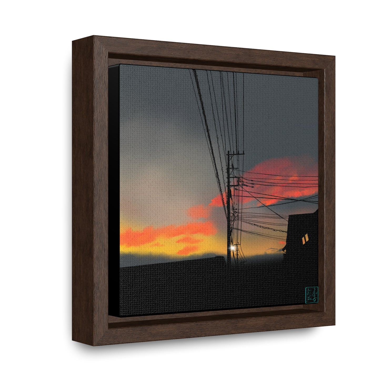 Sunset Powerlines - Gallery Canvas Wraps, Square Frame