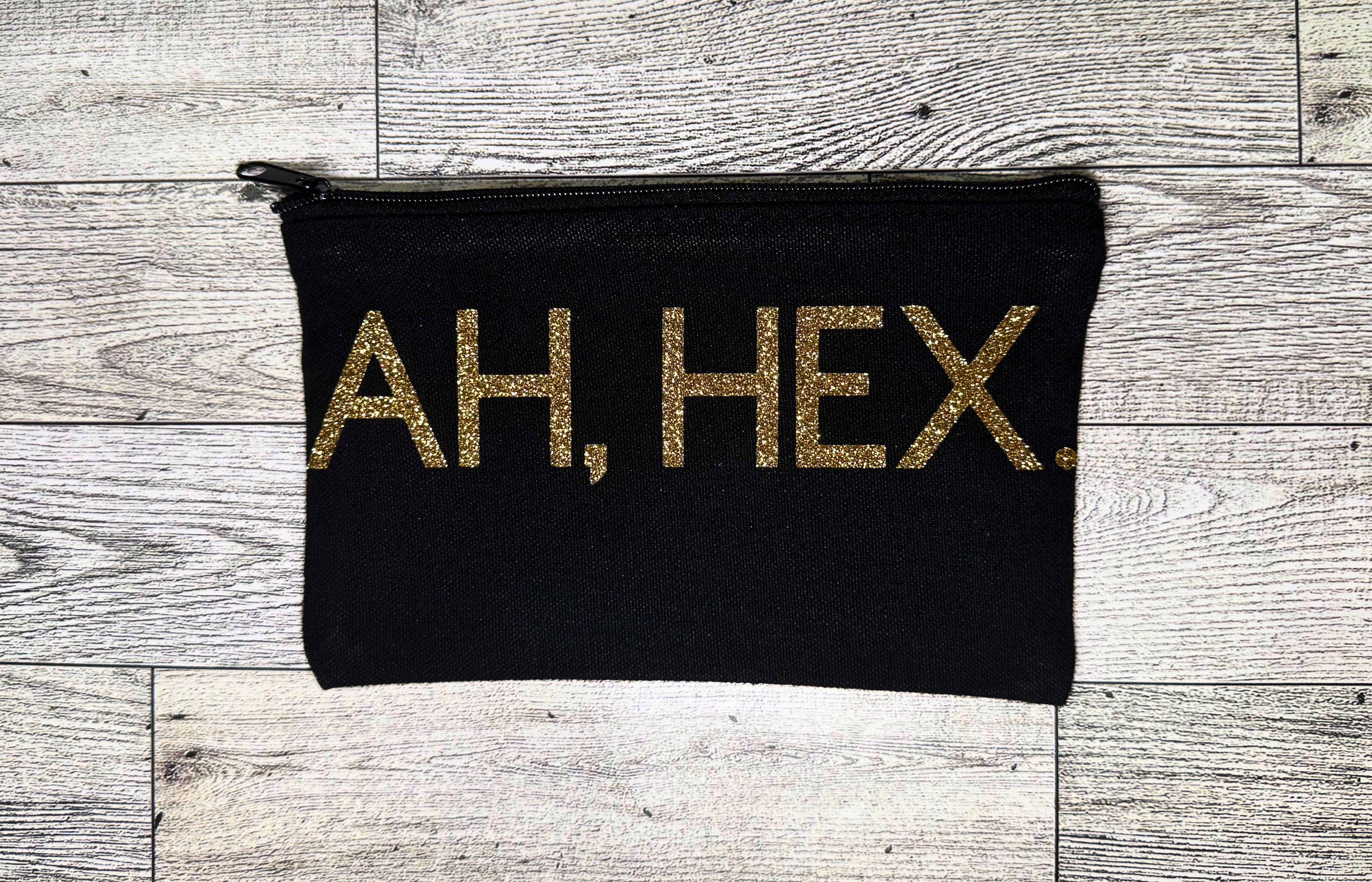 Hex Bag Black Canvas Zippered Pouch