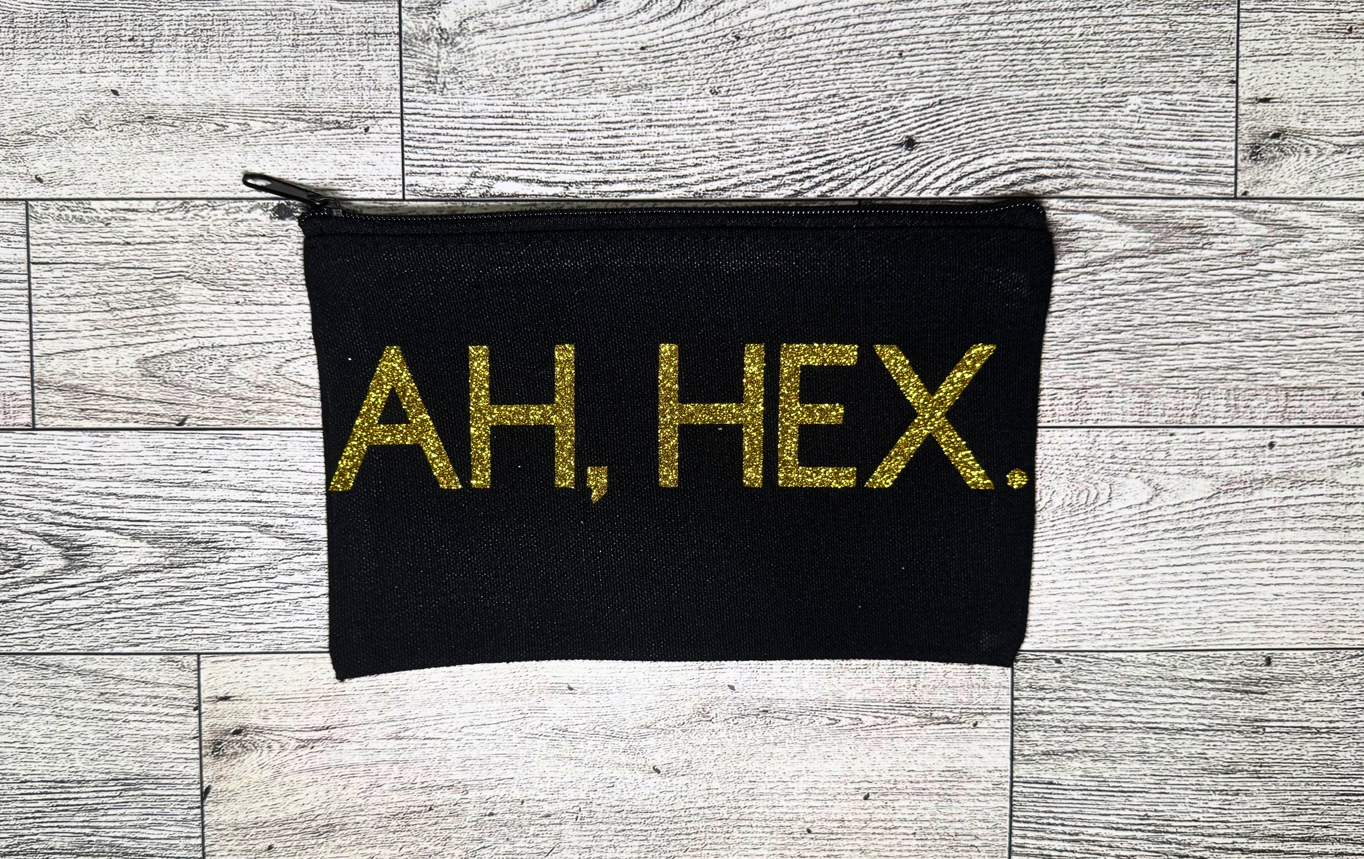 Hex Bag Black Canvas Zippered Pouch