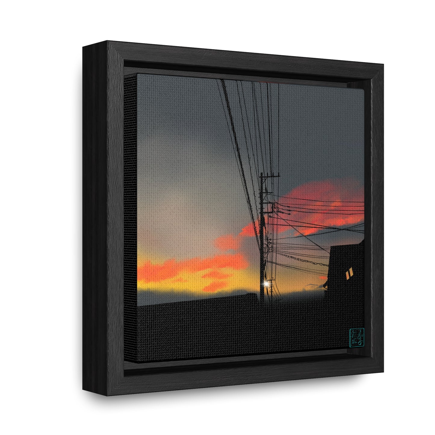 Sunset Powerlines - Gallery Canvas Wraps, Square Frame