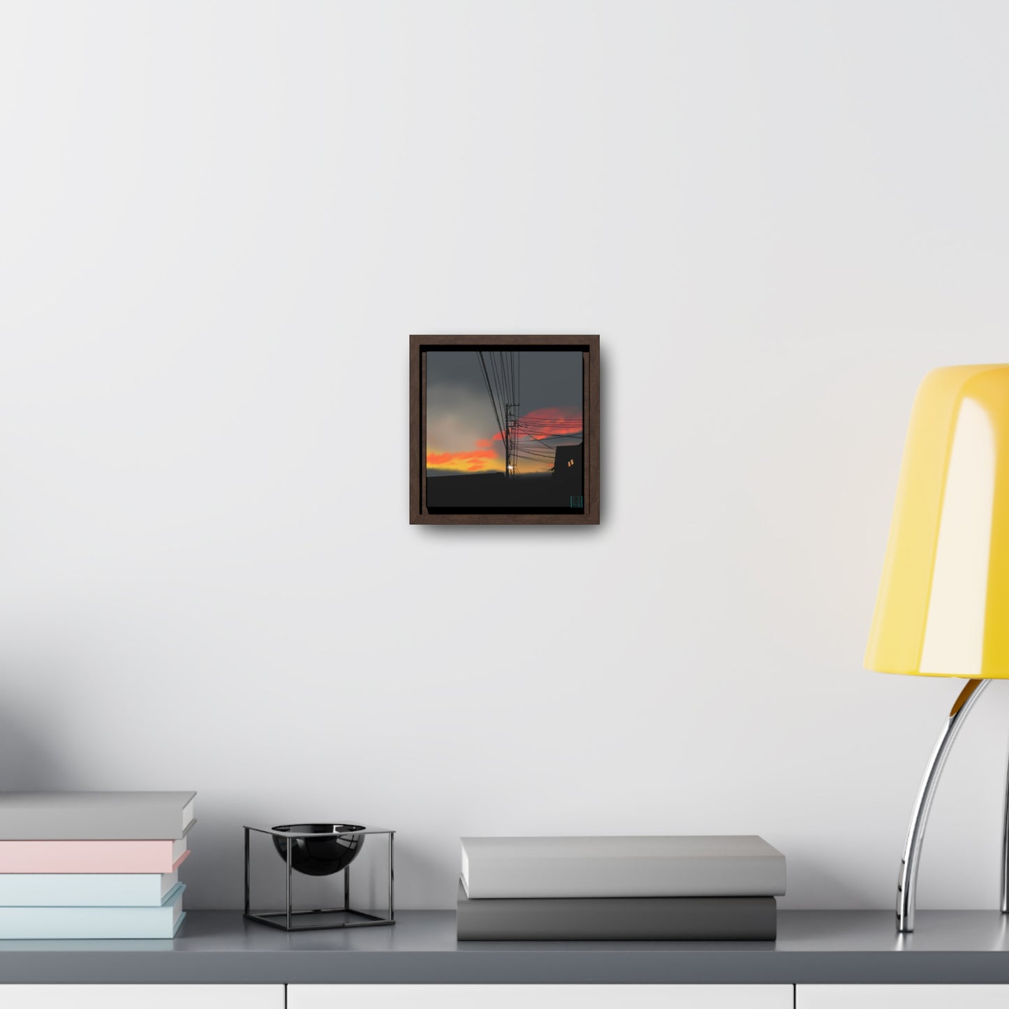 Sunset Powerlines - Gallery Canvas Wraps, Square Frame