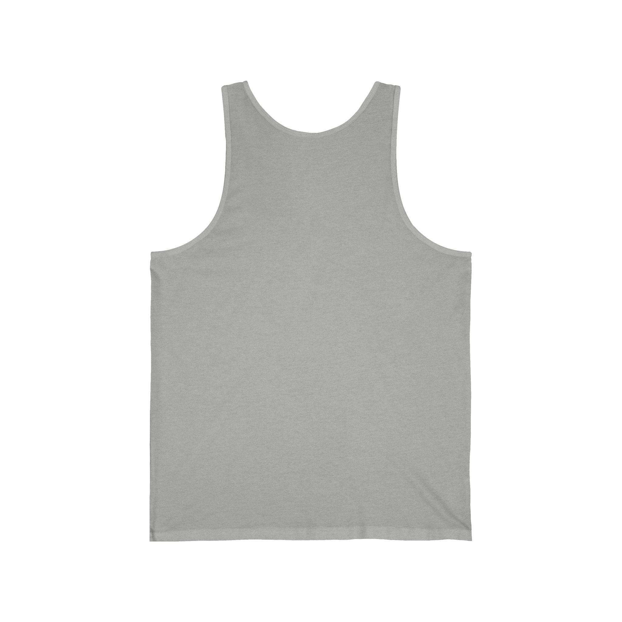 This is the Athletic Heather Taipei MRT Sunset Tank by Lee Hansheng Studios. This showcases the back of the tank. There is no illustration or images. It is against a white background.