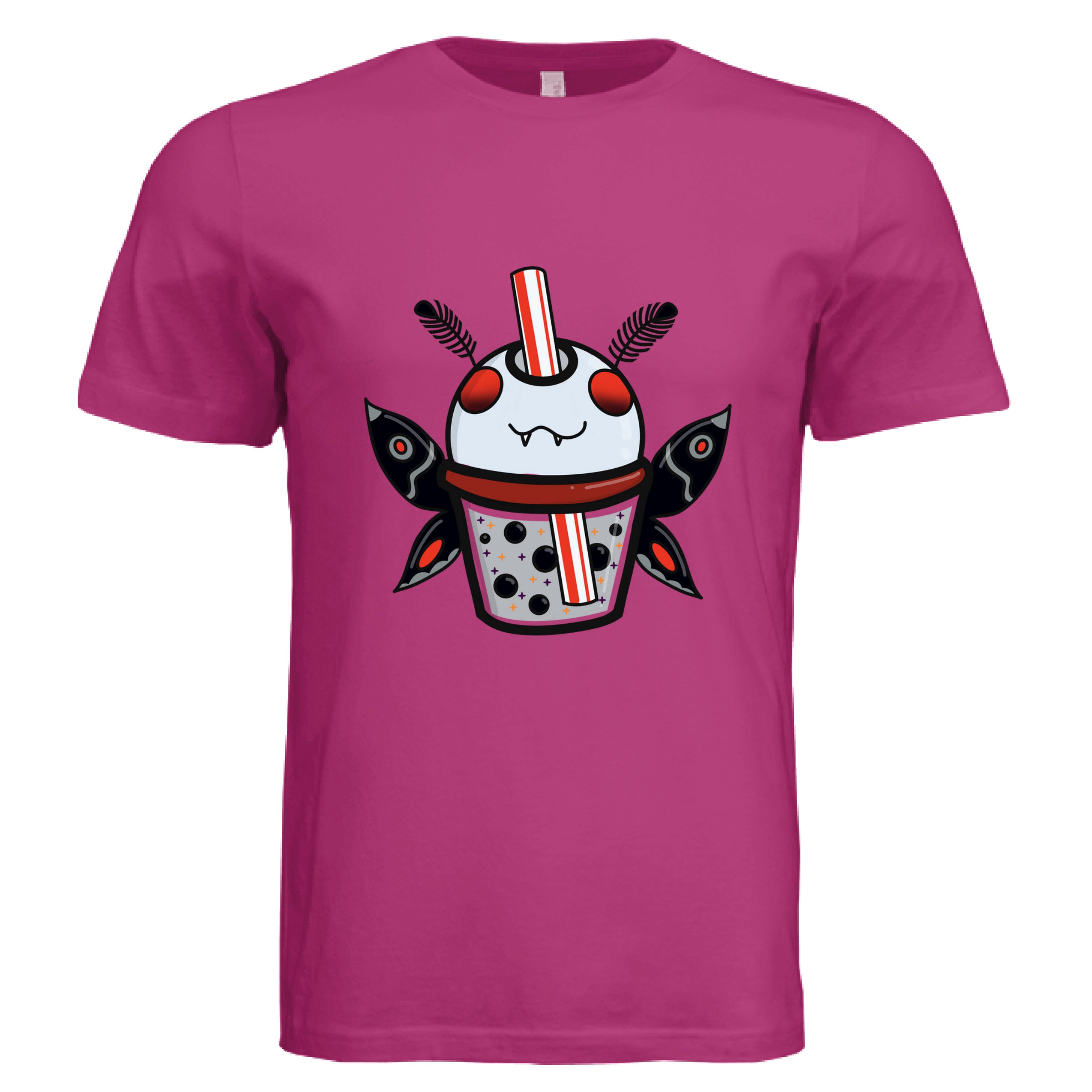 This is the Berry Mothman Boba T-Shirt by Dazzle & Daggers Design. This is showcasing the back of the shirt. There is no illustration or images. It is against a white background.