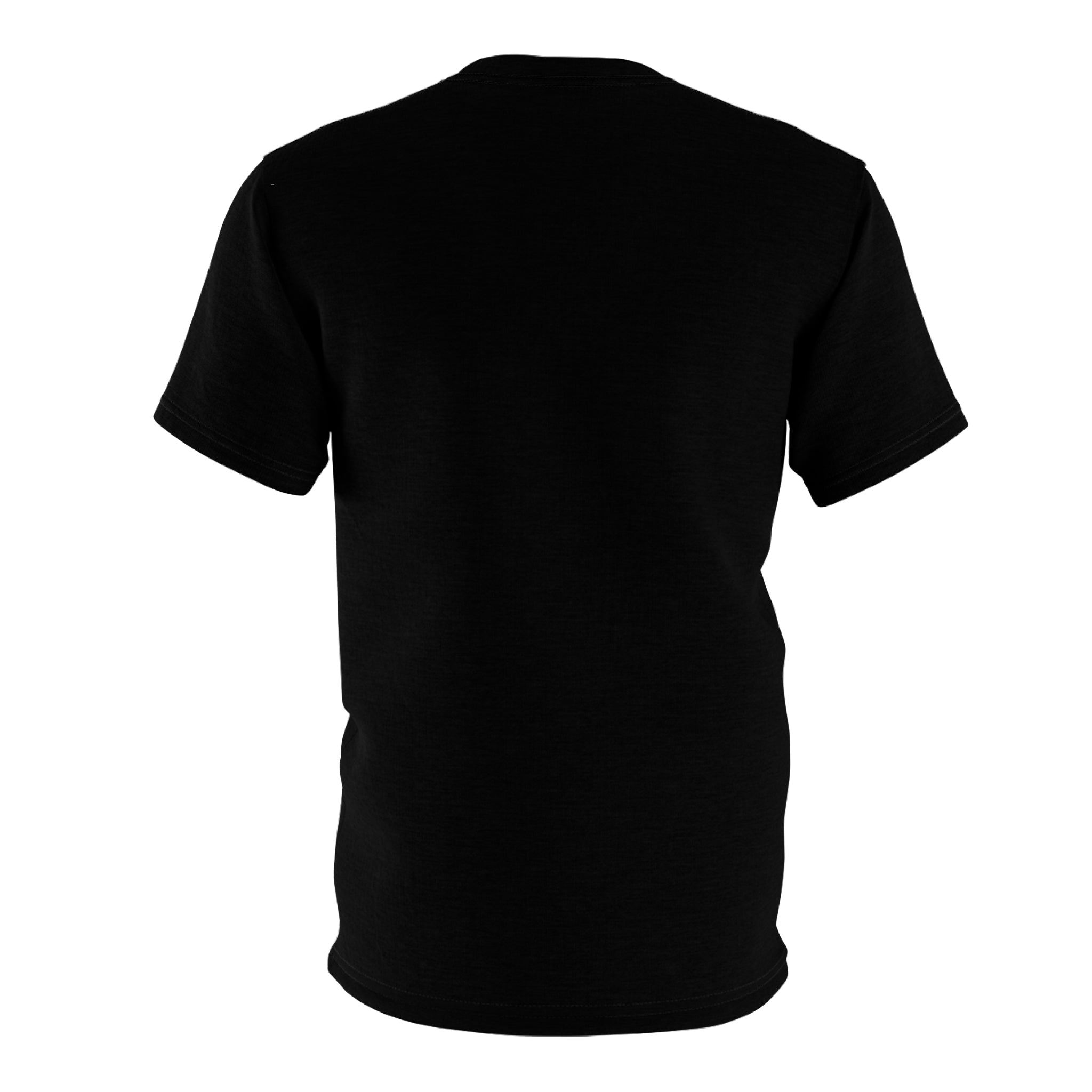 This is the 4 oz Echeveria in Bloom Black Stitched Tee by Chris Foster Designs. The image showcases the back of the tee. The black stitching can't be seen around the neck, arms and end of the tee. There is no design or illustration on the back. It is against a white background.