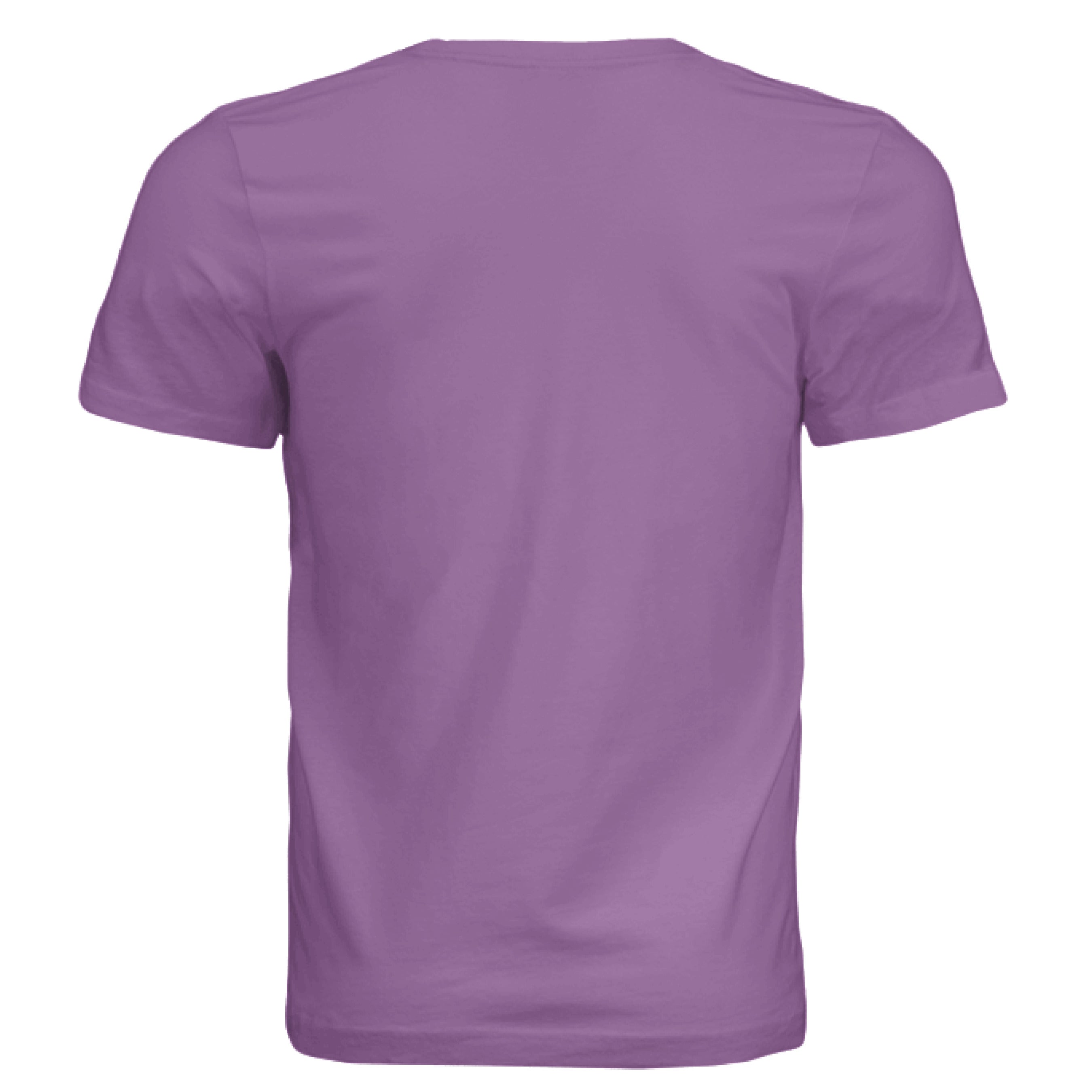 This is the Dark Lavender High T-Shirt by Storm Garden Studio. This image is showcasing the back of the shirt. There's no image or illustration for it. It is against a white background.