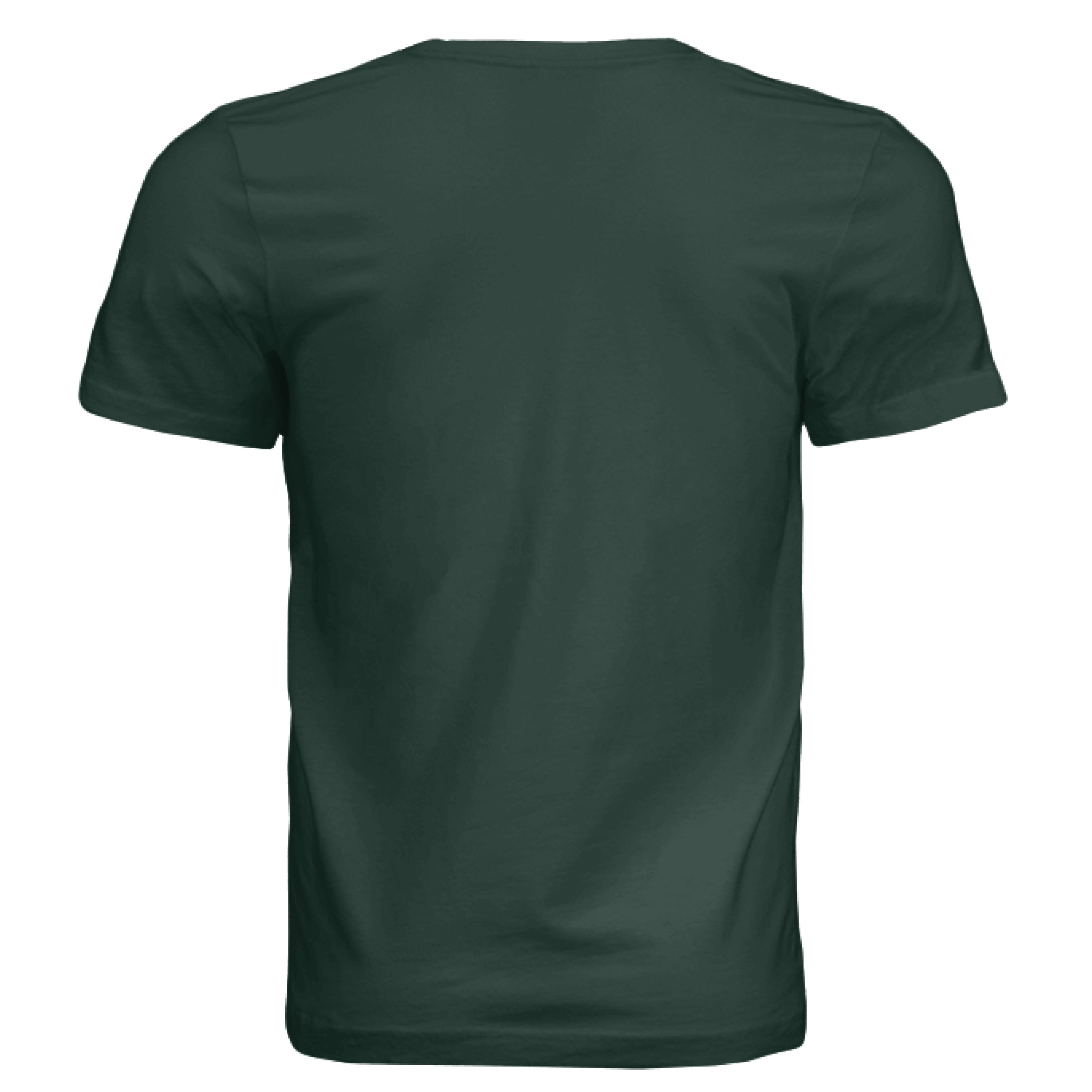 This is the Hunter Green Big Low T-Shirt by Storm Garden Studio. This is showcasing the back of the shirt. There's no images or illustrations. It is against a white background.