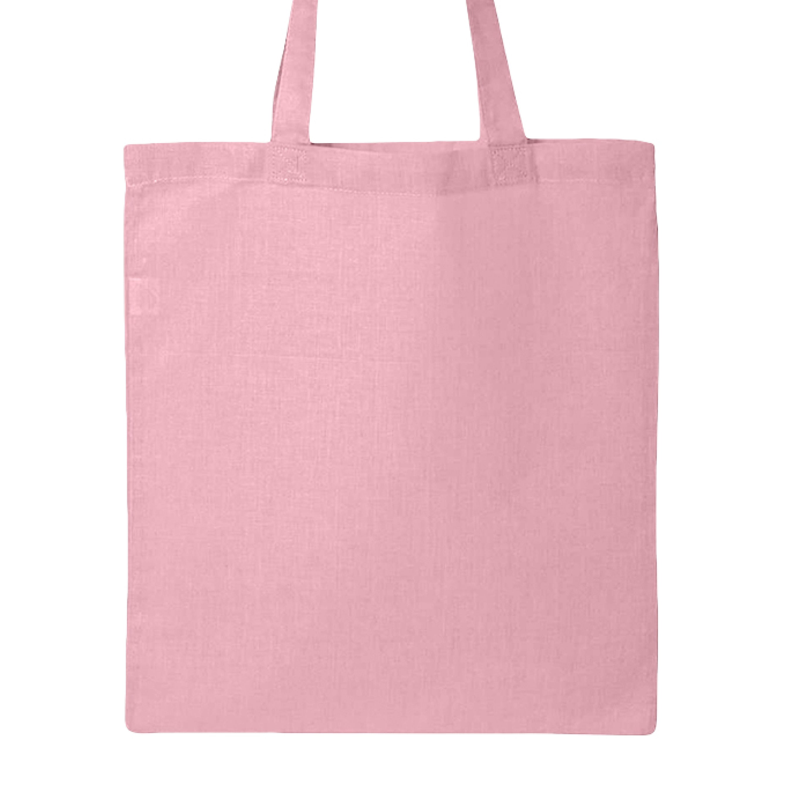 This is the Light Pink Boba Friends Canvas Tote by Dazzle & Daggers Design. This is showcasing the back which has no illustrations or print. It is against a white background.