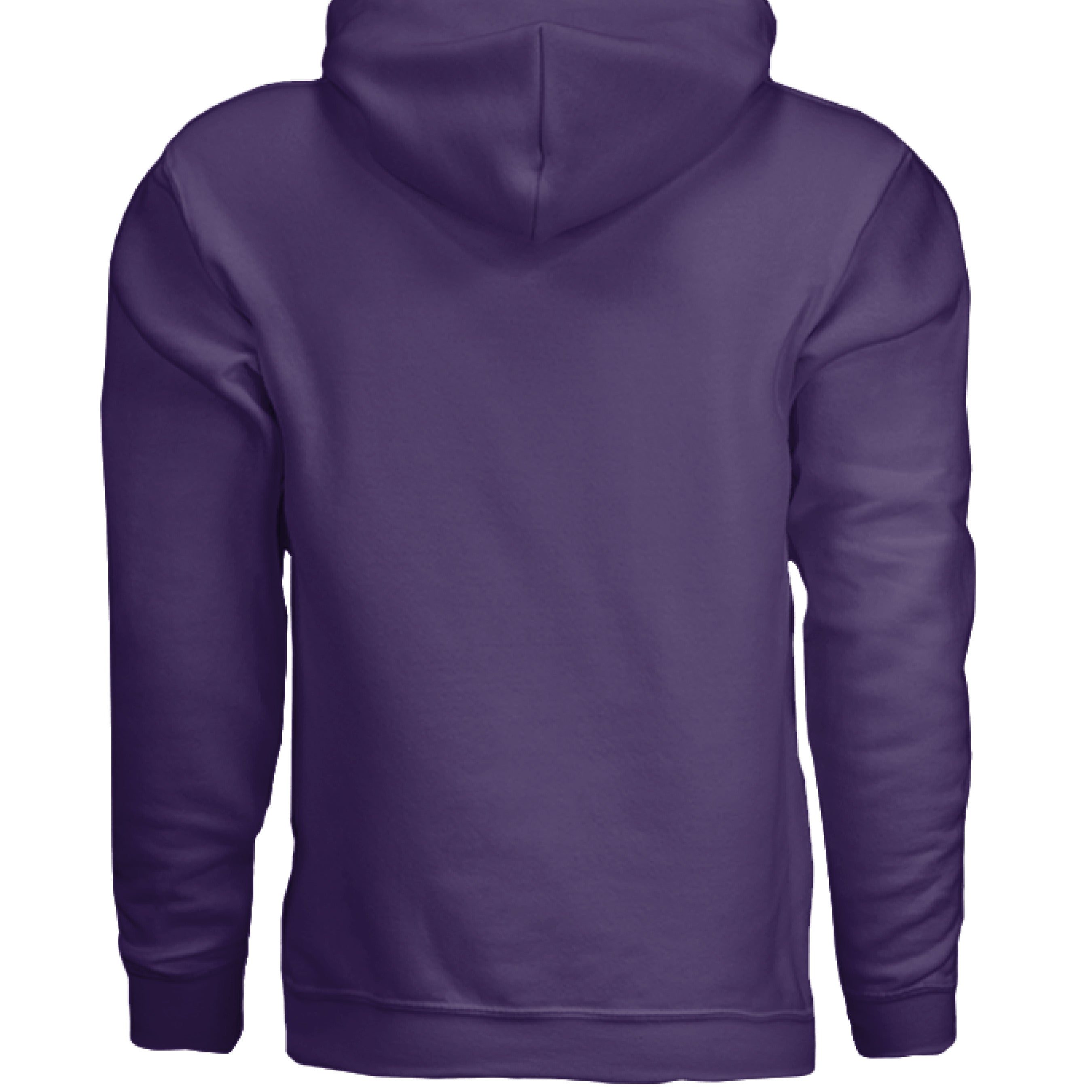 This is the Purple Calligraphers Swirl Hoodie by Lee Hansheng Studios. This is showcasing the back. There's no images or illustrations. It is against a white background.