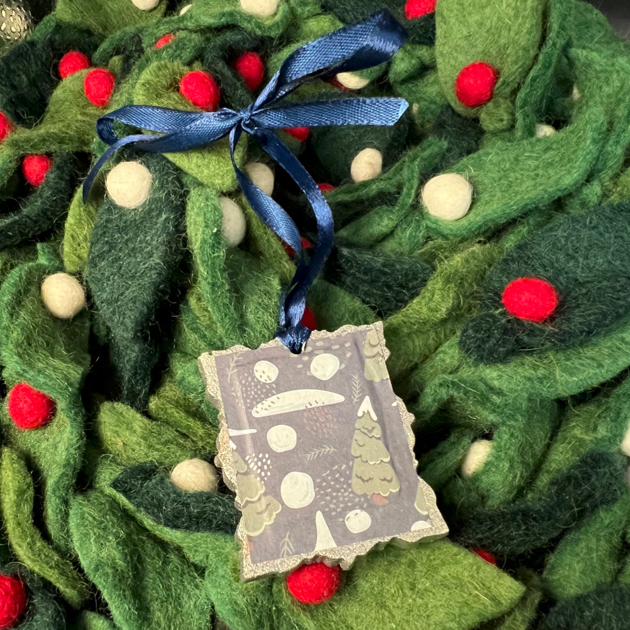 Snow Laden Trees Rectangle Ornament