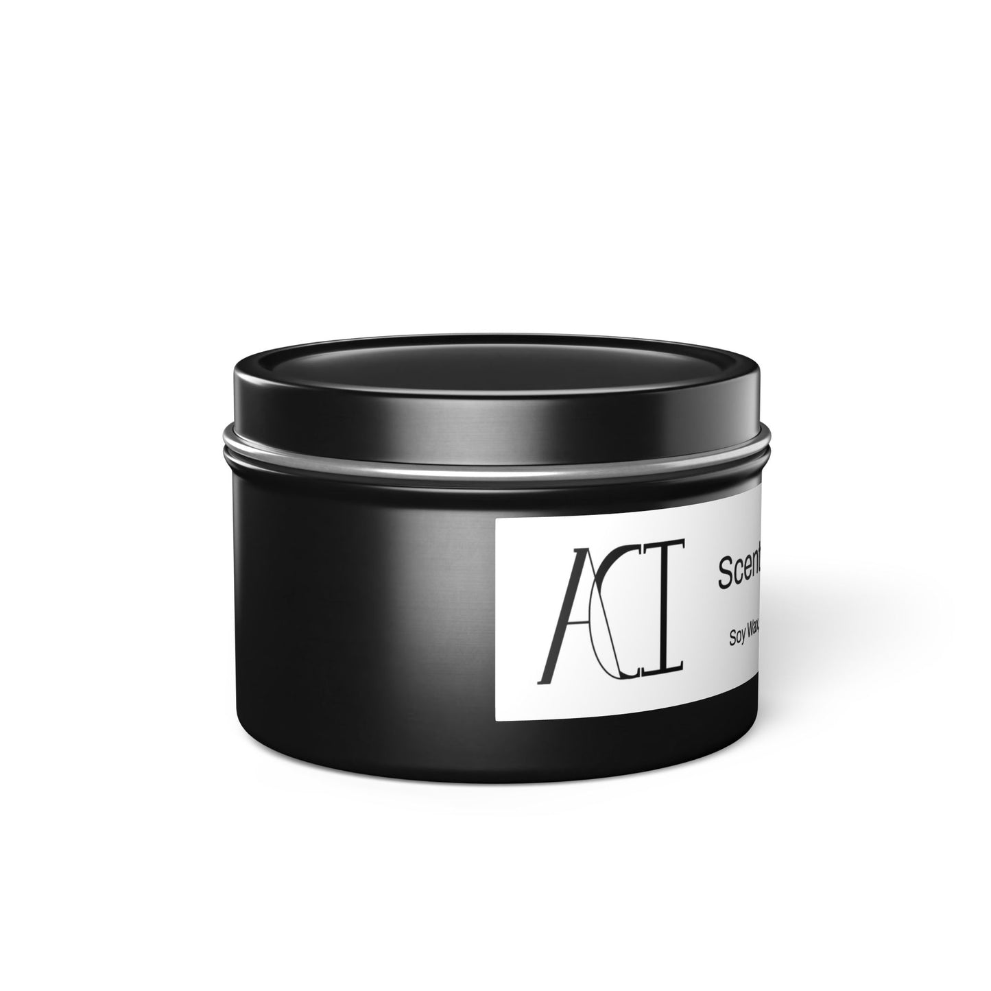 The scent is Spa Retreat. This is a candle in a 4 oz black tin which has the ACI logo on the white label of ingredients in black. This showcases a left side image with the top on.