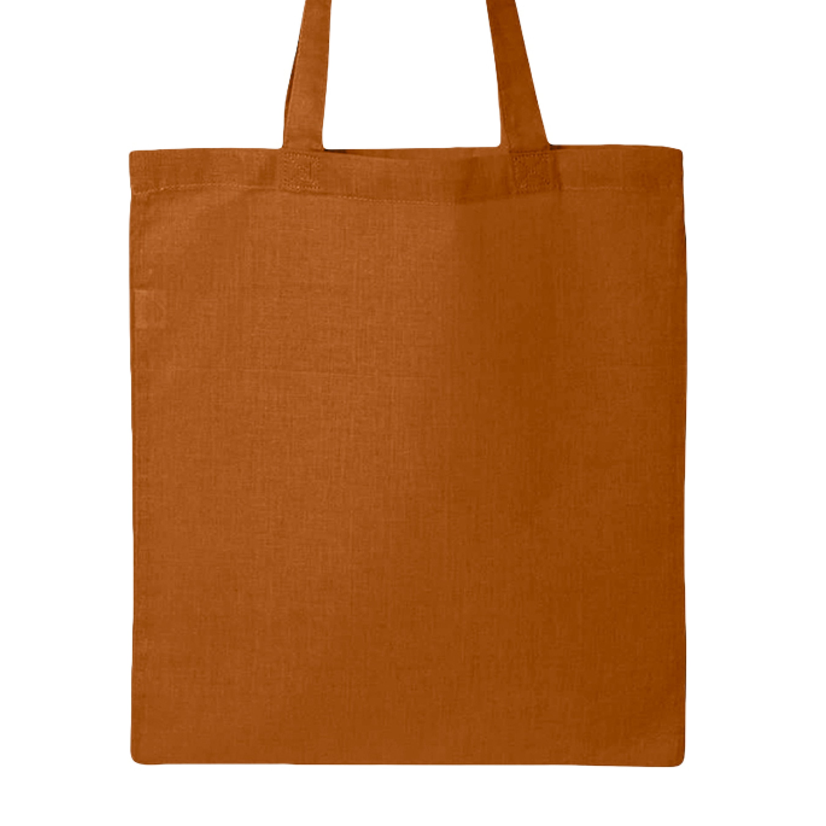 This is the Texas Orange At A Glance Canvas Tote by Lee Hansheng Studios. This is showcasing the back of the tote. There are no illustrations or images and it is against a white background.