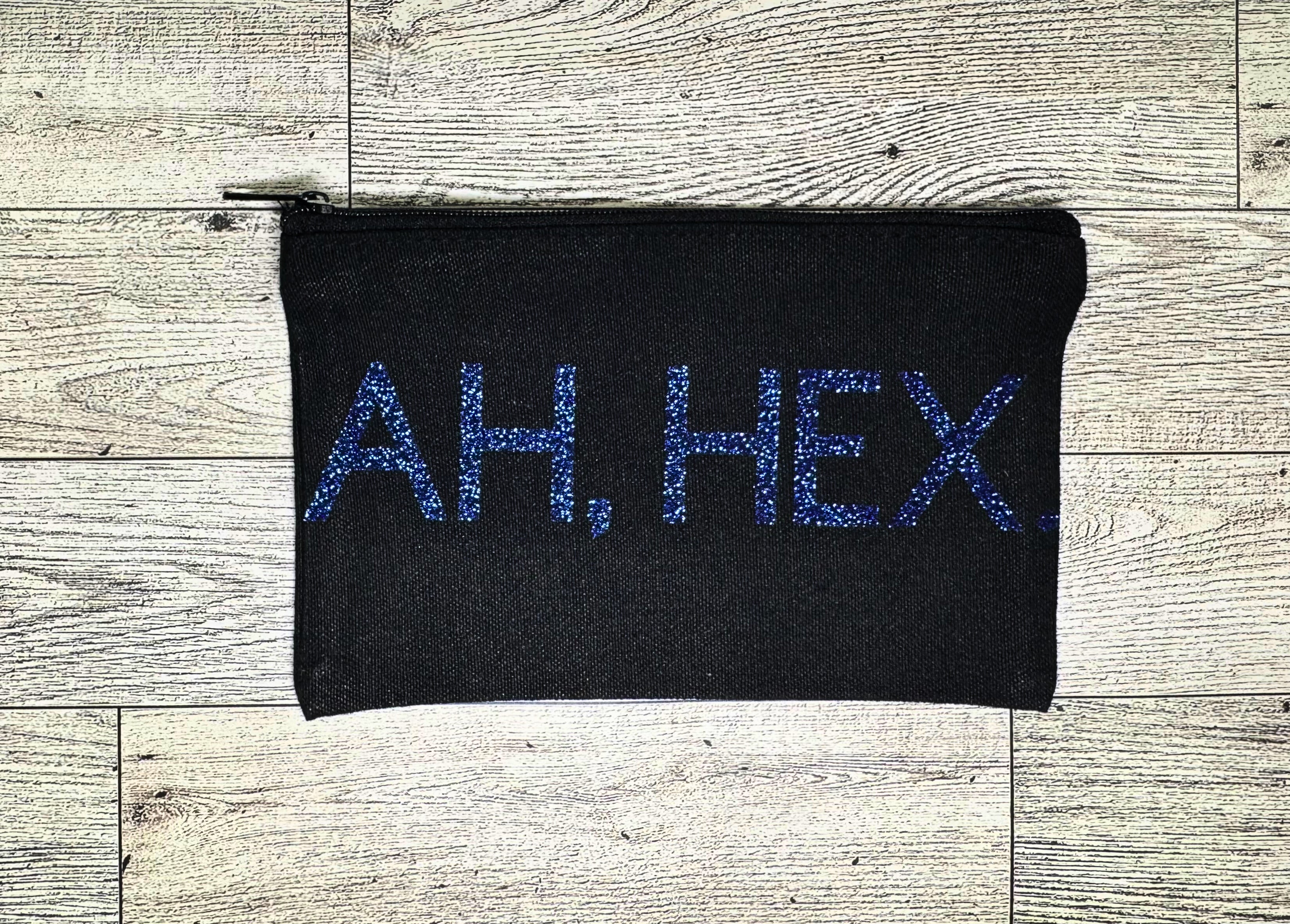 Hex Bag Black Canvas Zippered Pouch
