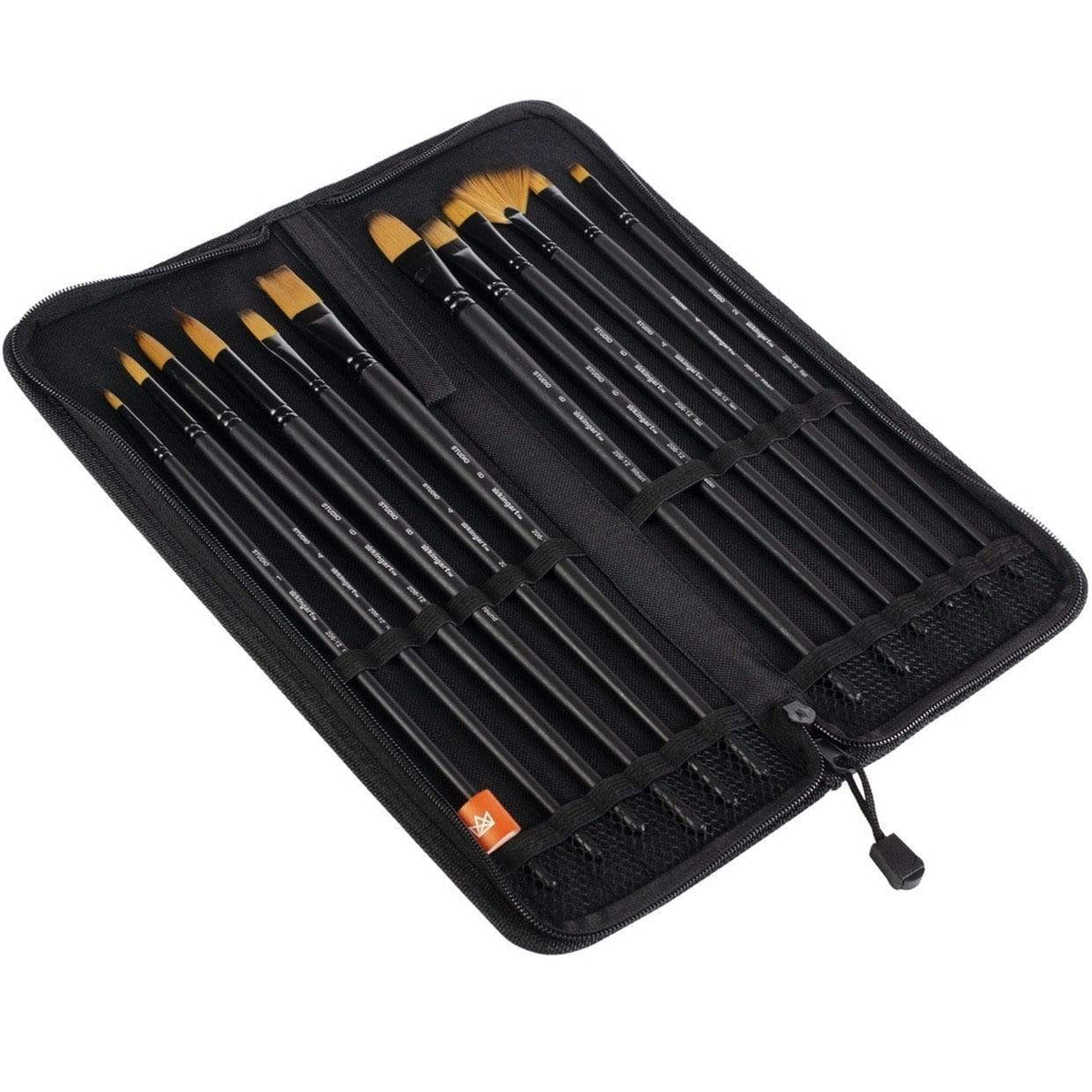 Studio Mixed Media Gold Nylon Brush Set - Long Handle - 12 pc
