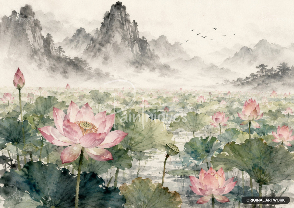 Lotus Fields Decoupage Paper