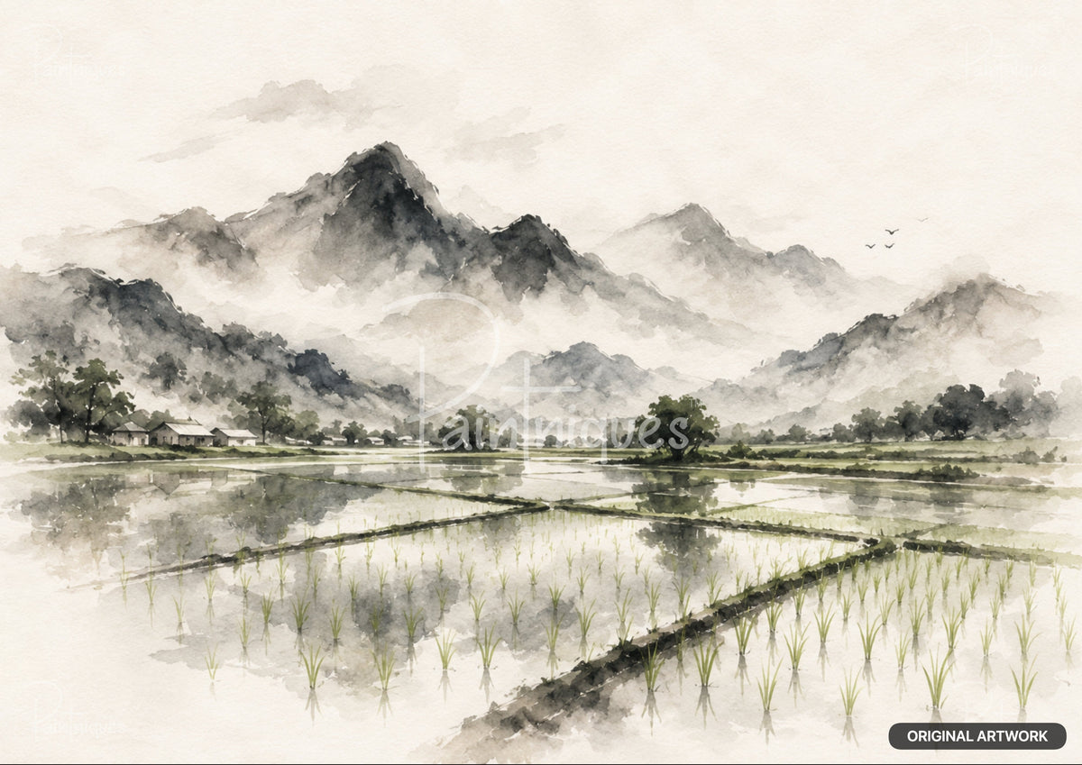 Rice Fields Decoupage Paper