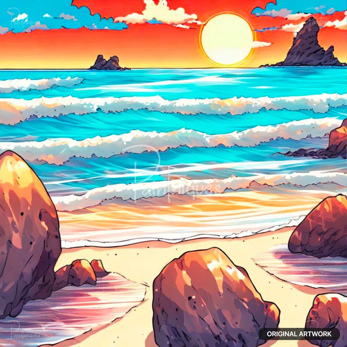 Sunset Beach Decoupage Paper