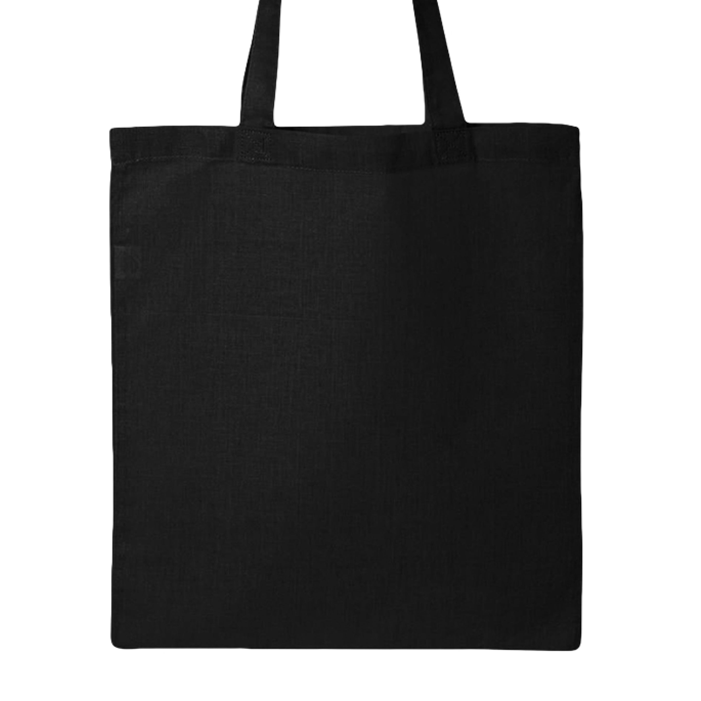This is the Black Sakura Canvas Tote by Lee Hansheng Studios. This is showcasing the back of the tote. There are no illustrations or images. It is against a white background. 