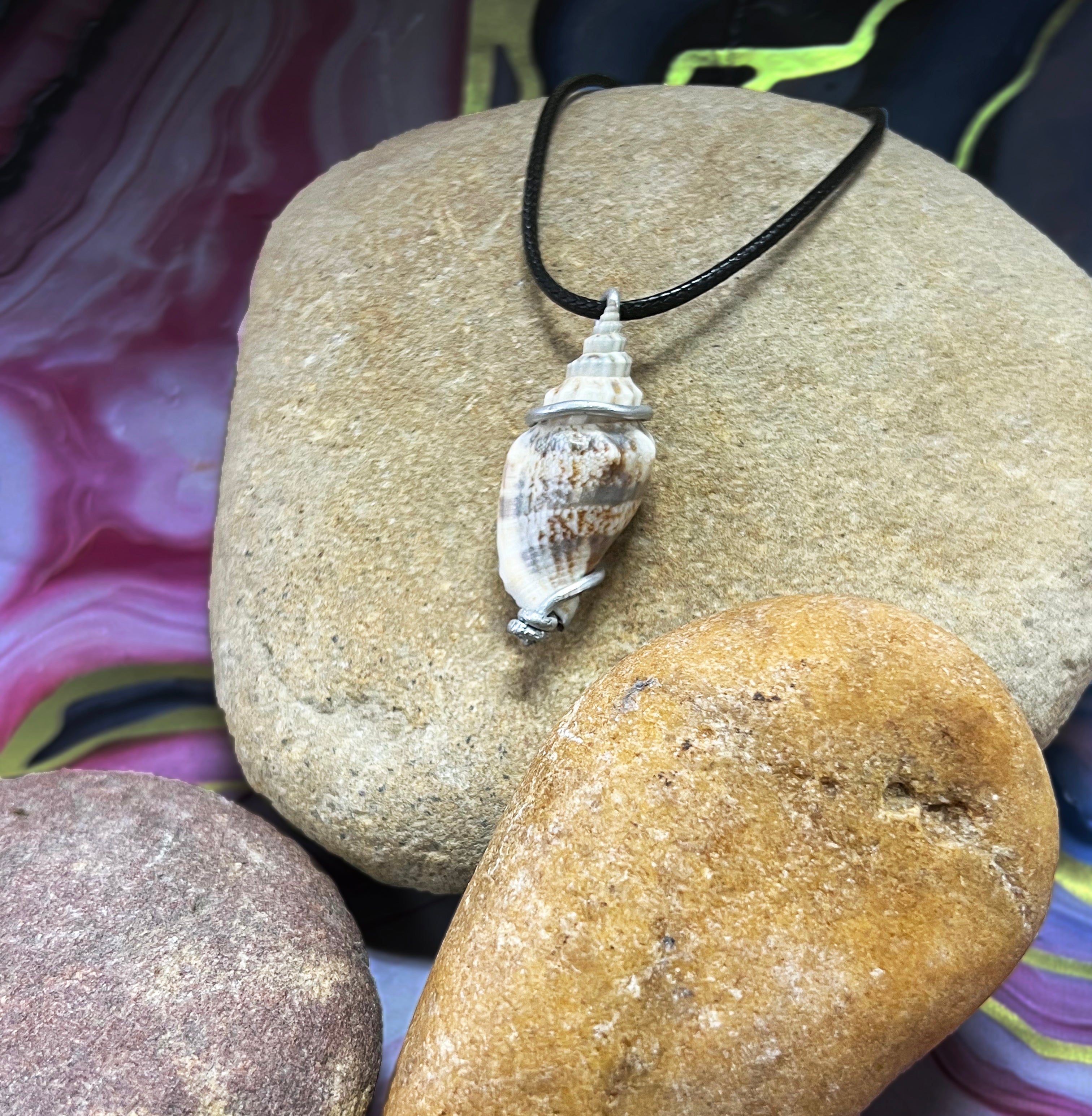 Conidae Wire Wrap Blue Brown, White, and warm Brown Speckle