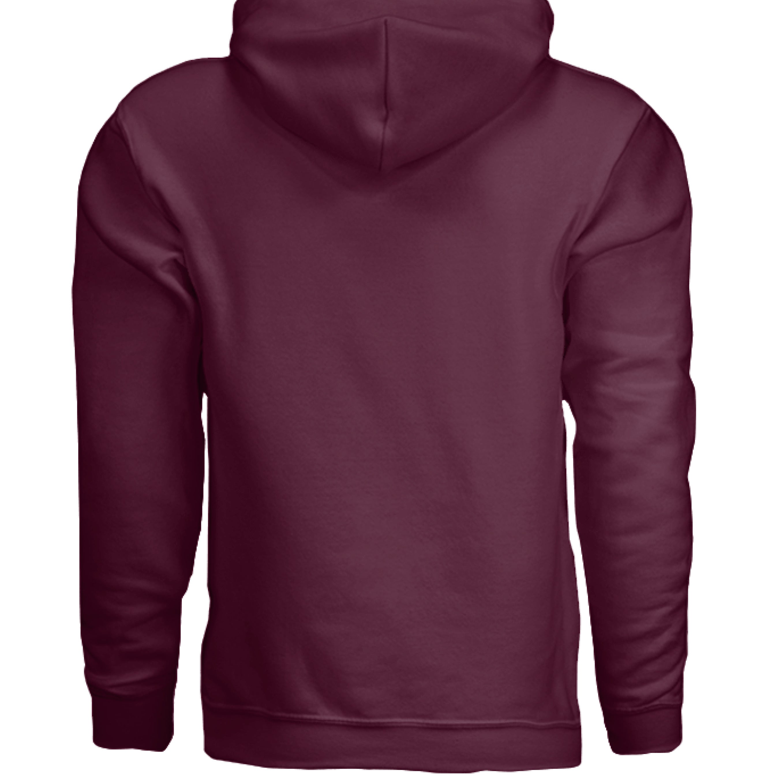 This is the Maroon Calligraphers Swirl Hoodie by Lee Hansheng Studios. This is showcasing the back. There's no images or illustrations. It is against a white background.
