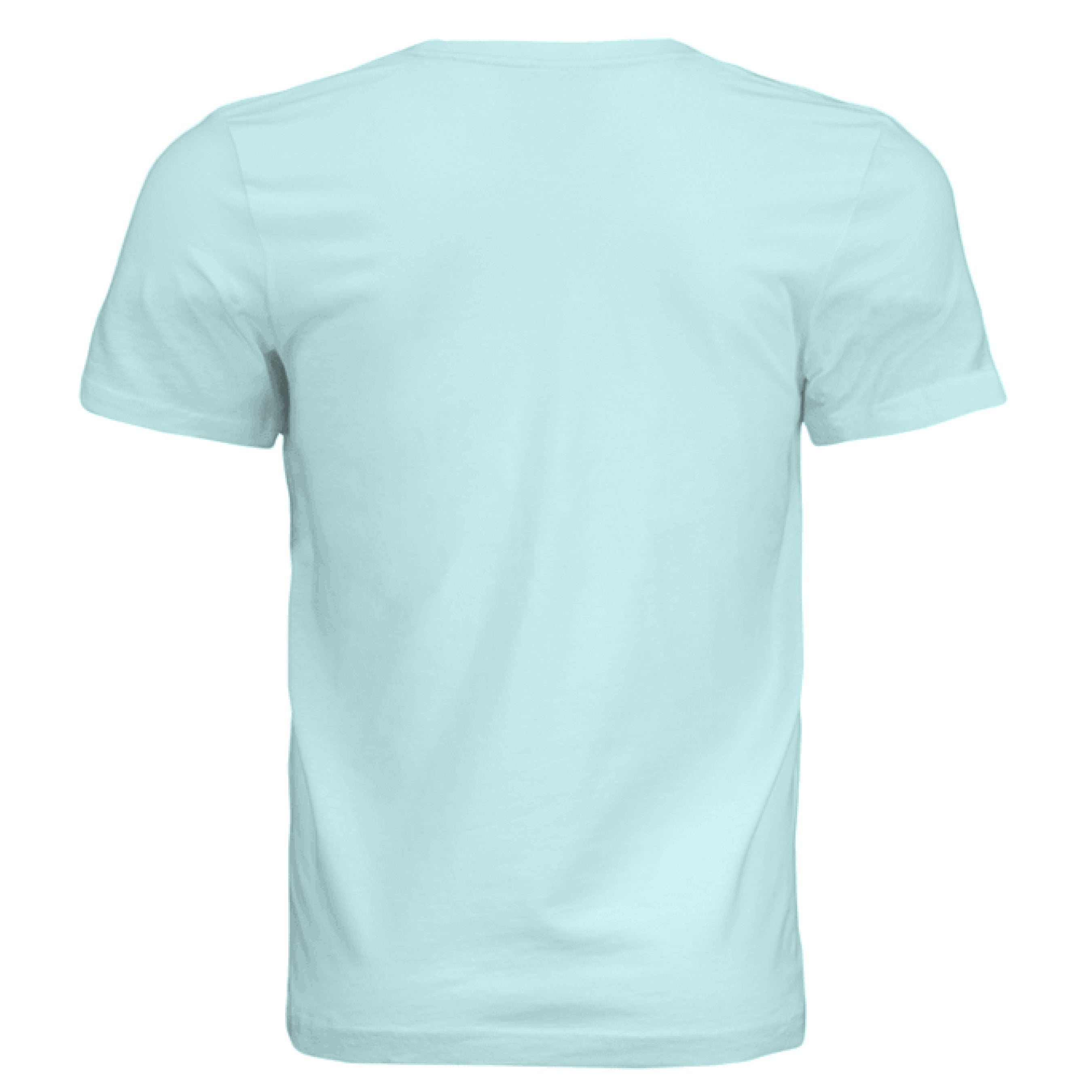 This is the Mint Adopt Eve's Dogs T-Shirt to help raise awareness and adopt. This is showcasing the back of the shirt. There are no images or illustrations on the shirt. It is against a white background. 