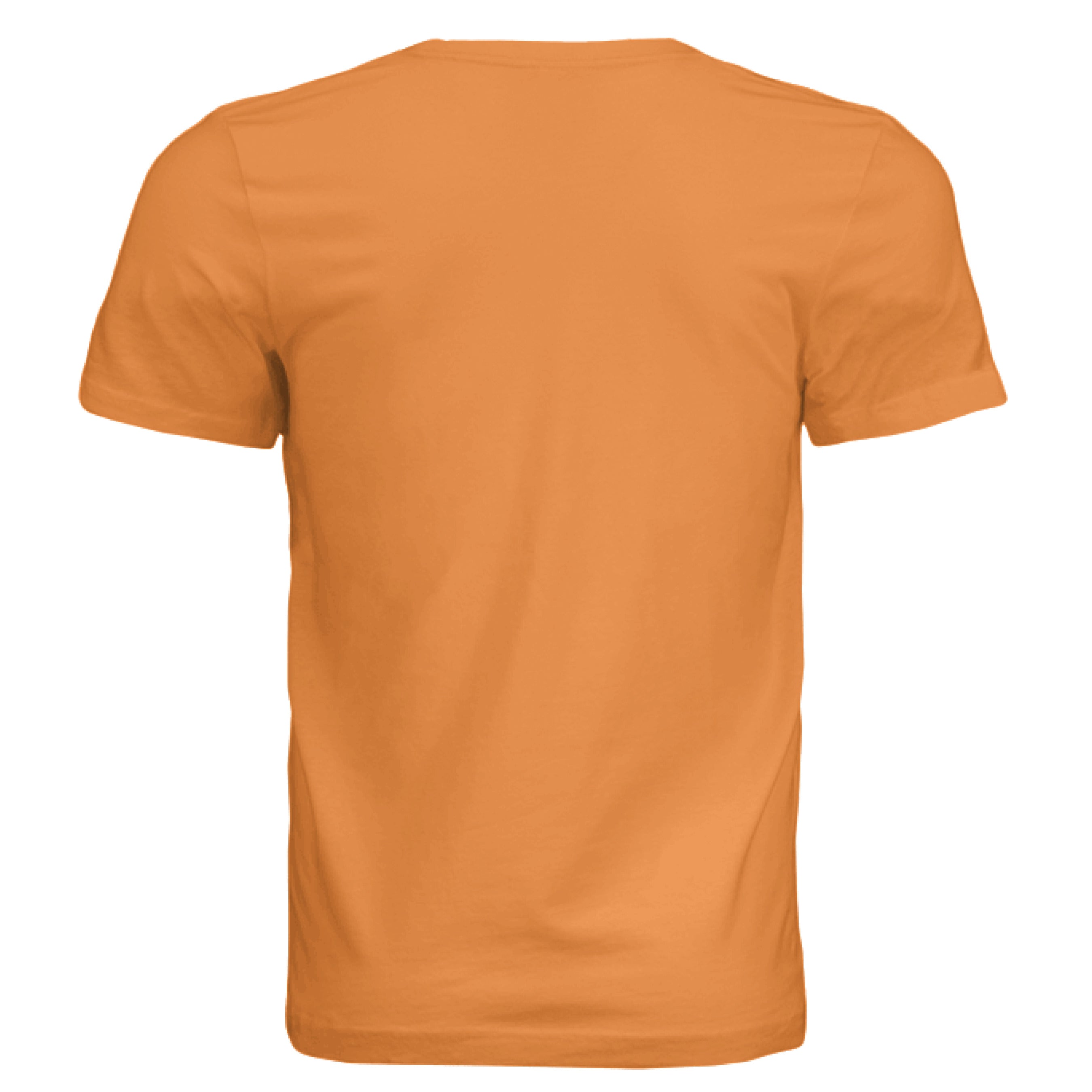 This is the Orange Adopt Eve's Dogs T-Shirt to help raise awareness and adopt. This is showcasing the back of the shirt. There are no images or illustrations on the shirt. It is against a white background. 
