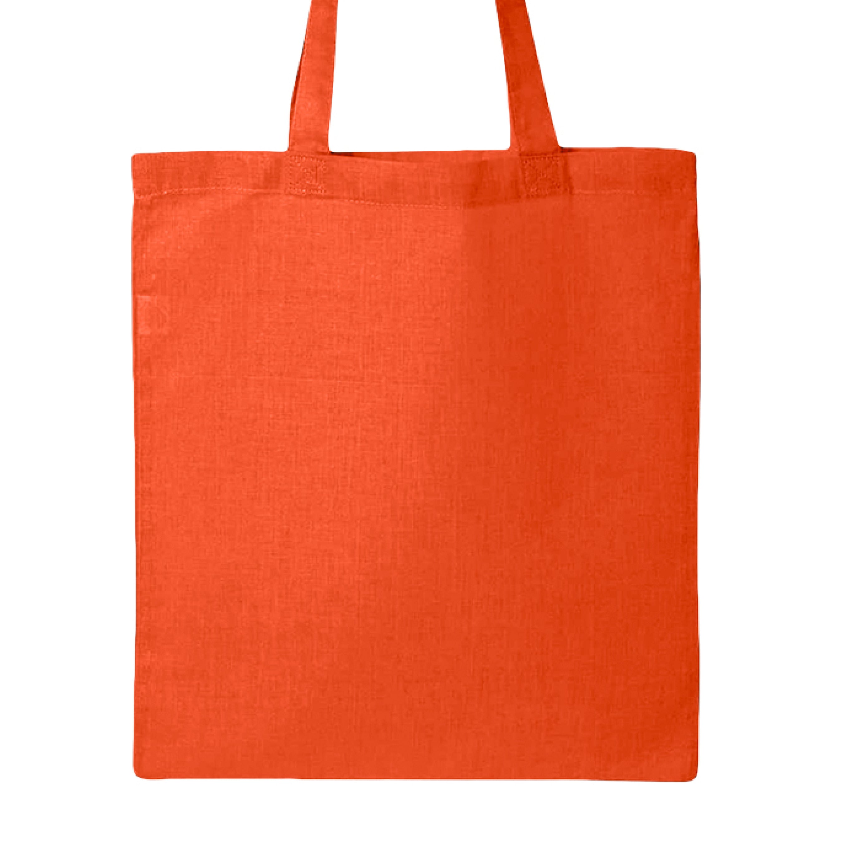 This is the Orange Fuck Fascism Canvas Tote by Lee Hansheng Studios. This is showcasing the back of the tote. There's no image or illustration on this side. It is against a white background. 