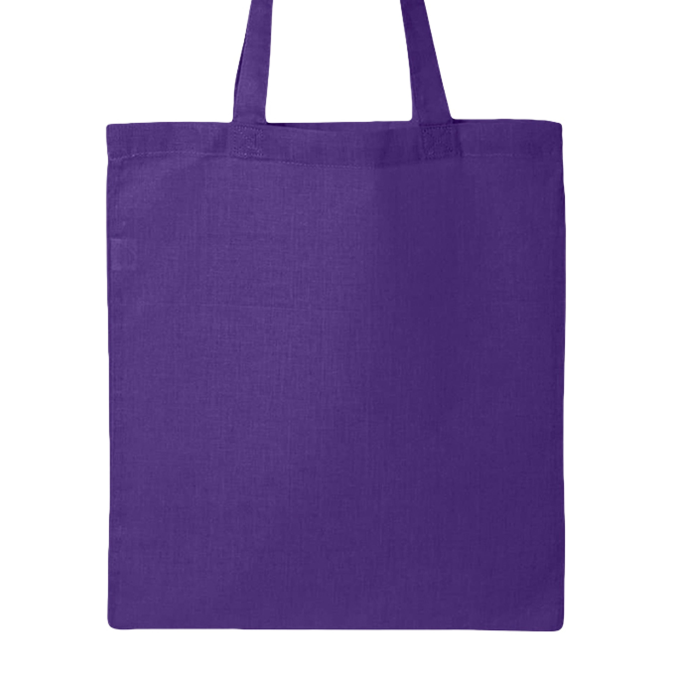 This is the Purple Boba Friends Canvas Tote by Dazzle & Daggers Design. This is showcasing the back which has no illustrations or print. It is against a white background. 