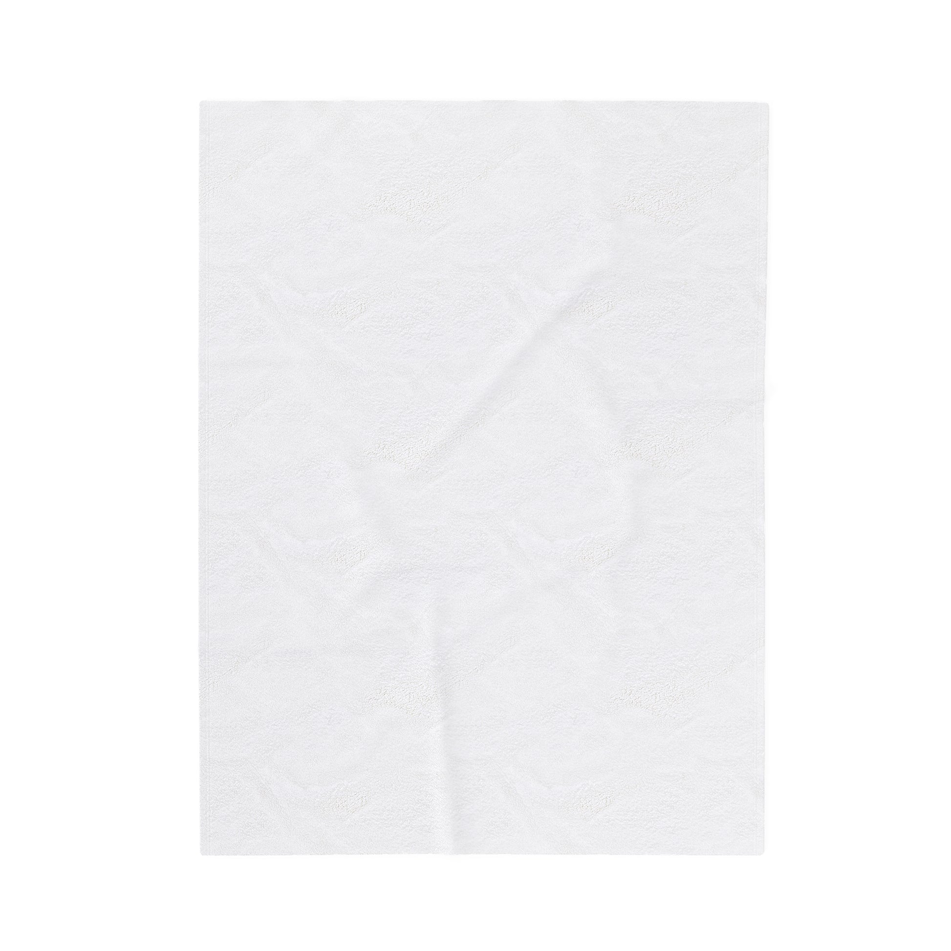 Swirling seas blanket back view. Made of white velveteen plush fabric displayed on a solid white background. 