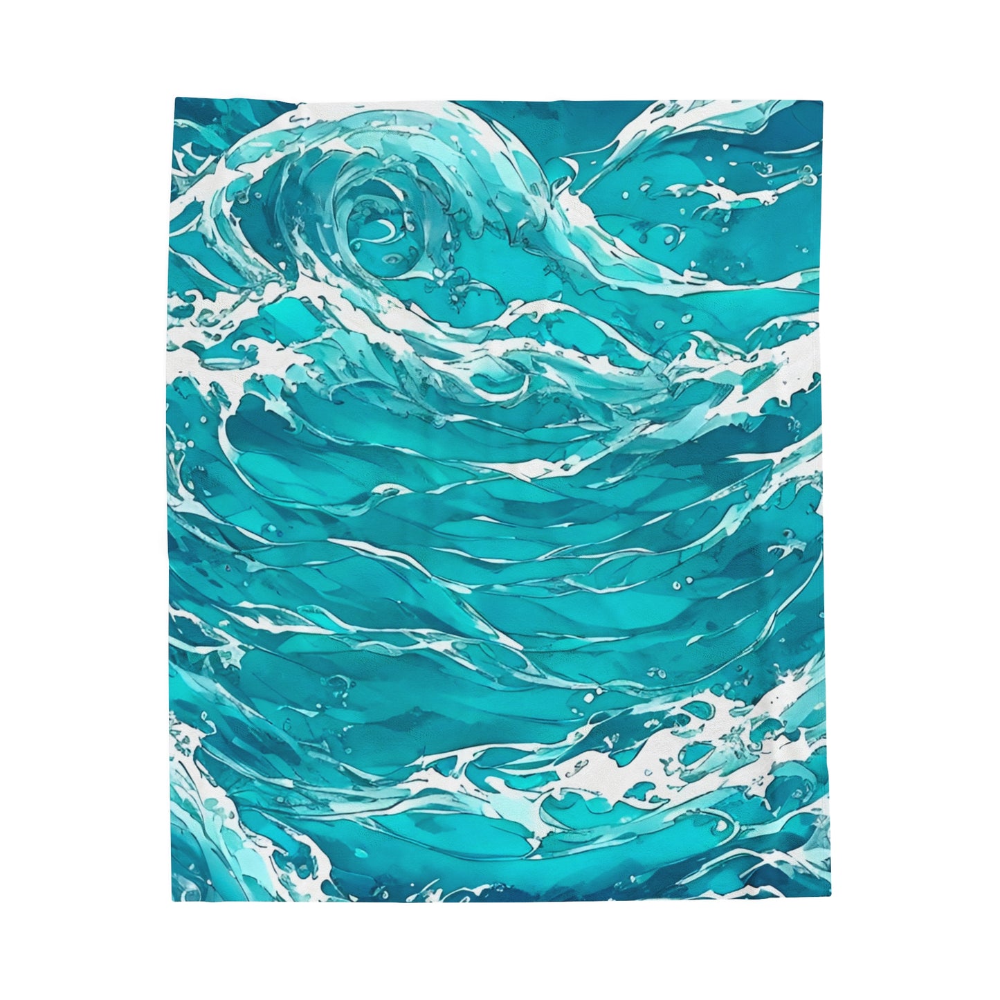 The Swirling Seas design by Lee Hansheng Studios is designed with beautiful waves in, hues of blues and greens, with white foam caps. Displayed on white background.