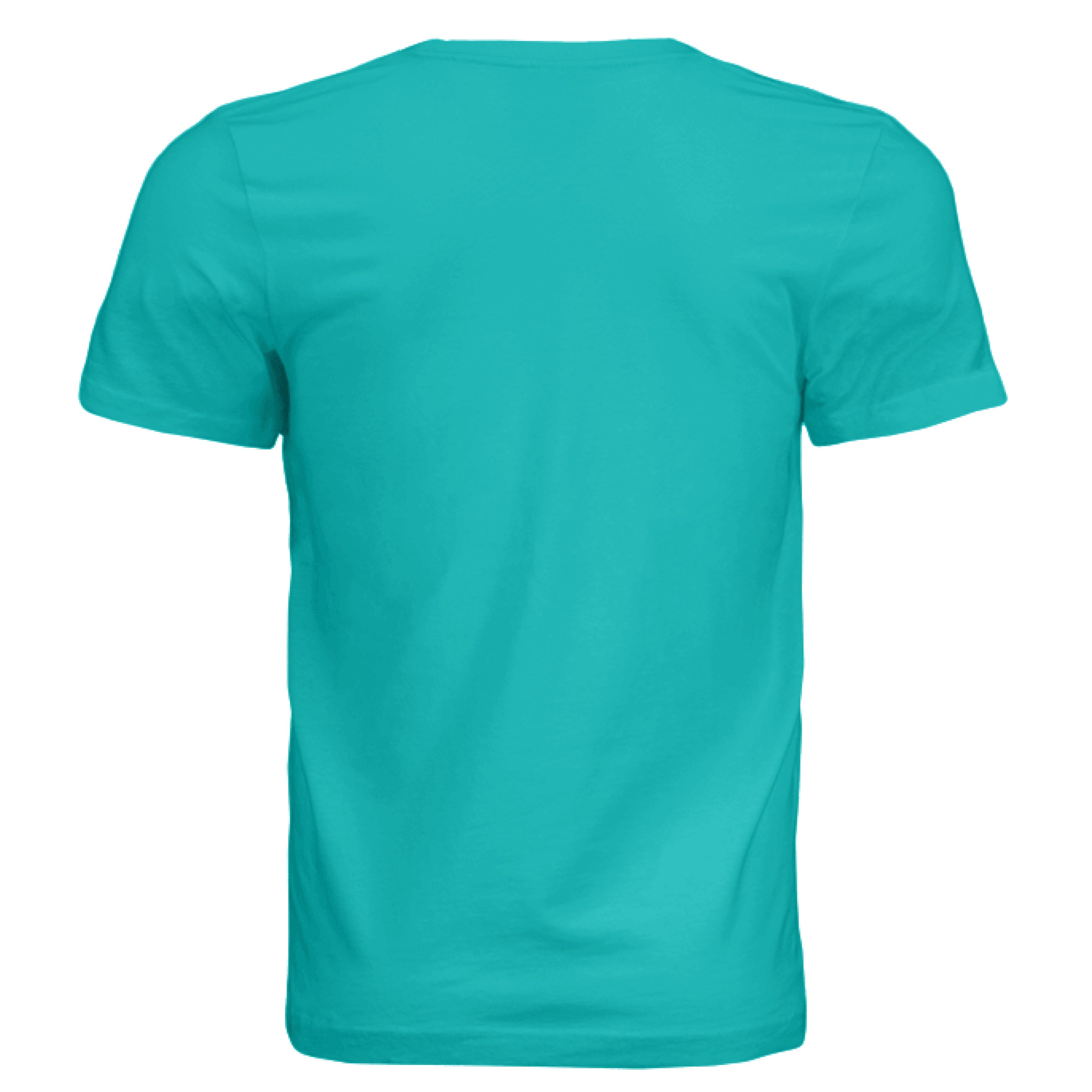 This is the Teal Beach Life T-Shirt by Lee Hansheng Studios. This showcases the back of the shirt. There's no images or illustrations. It is against a white background. 