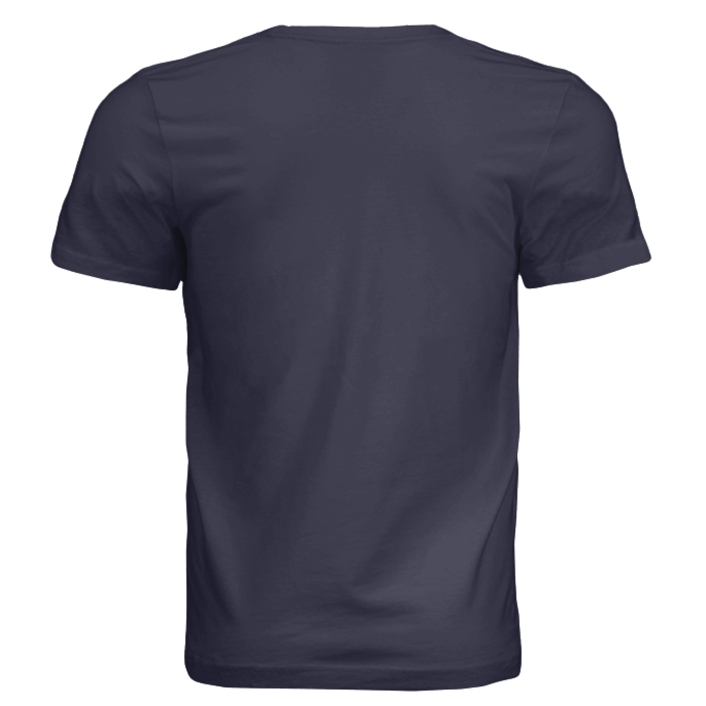 This is the Team Navy At A Glance T-Shirt by Lee Hansheng Studios. This is showcasing the back of the shirt. There are no images or illustrations. It is against a white background.