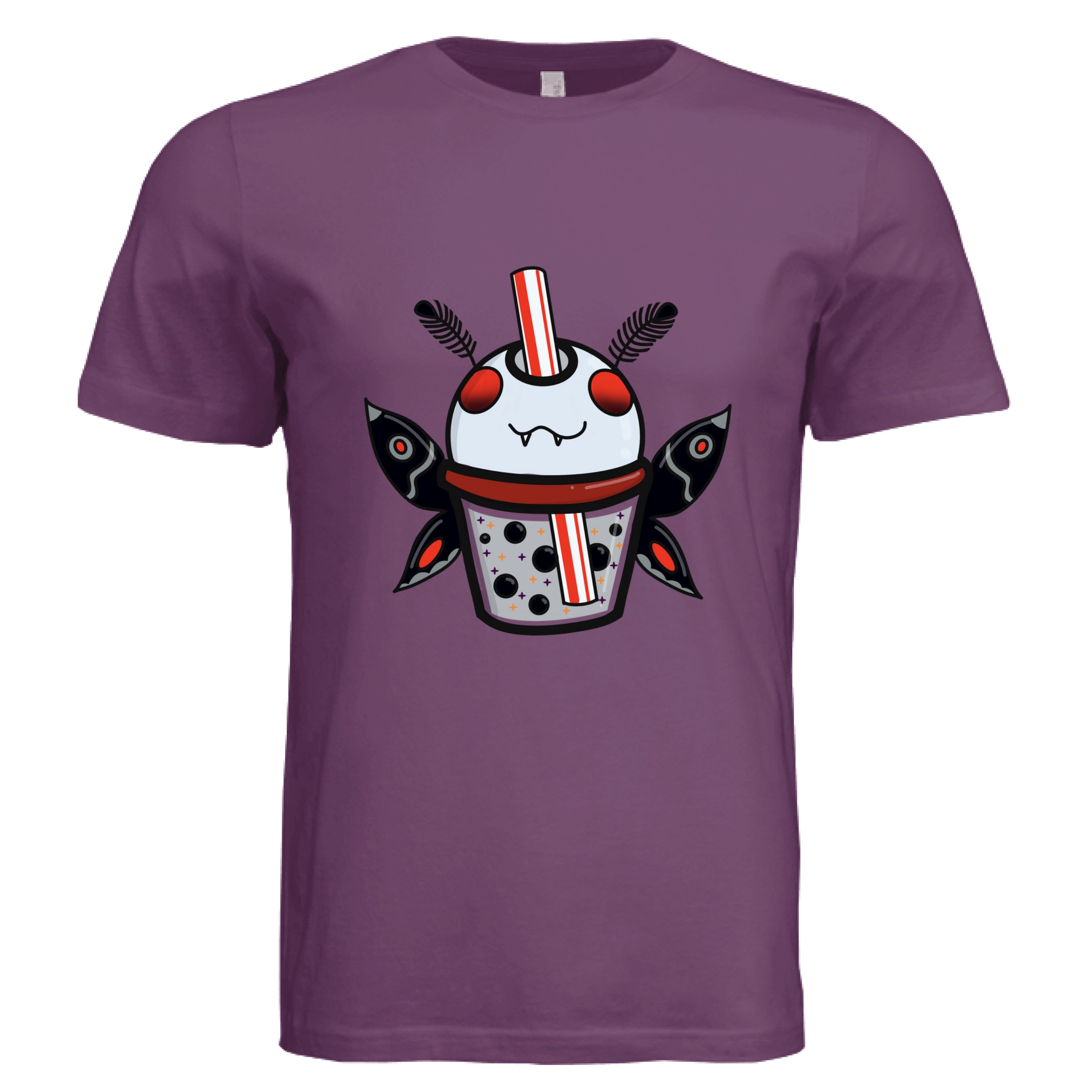This is the Team Purple Mothman Boba T-Shirt by Dazzle & Daggers Design. This is showcasing the back of the shirt. There is no illustration or images. It is against a white background. 