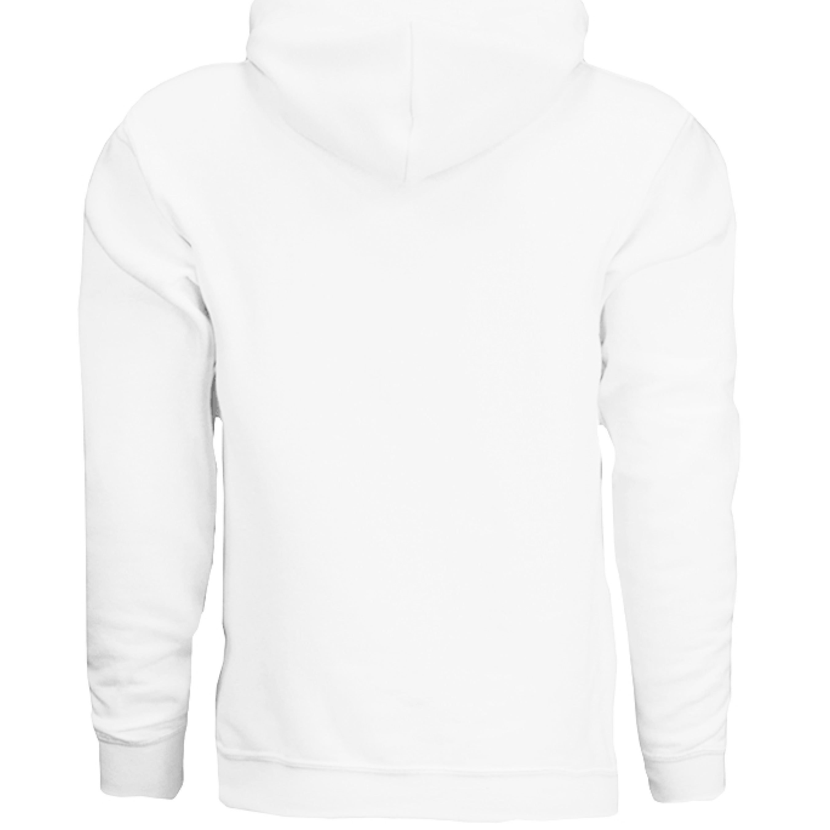 This is the White Ghost Hoodie by Storm Garden Studio. This is showcasing the back of the hoodie. There are no illustrations or images. It is against a white background.