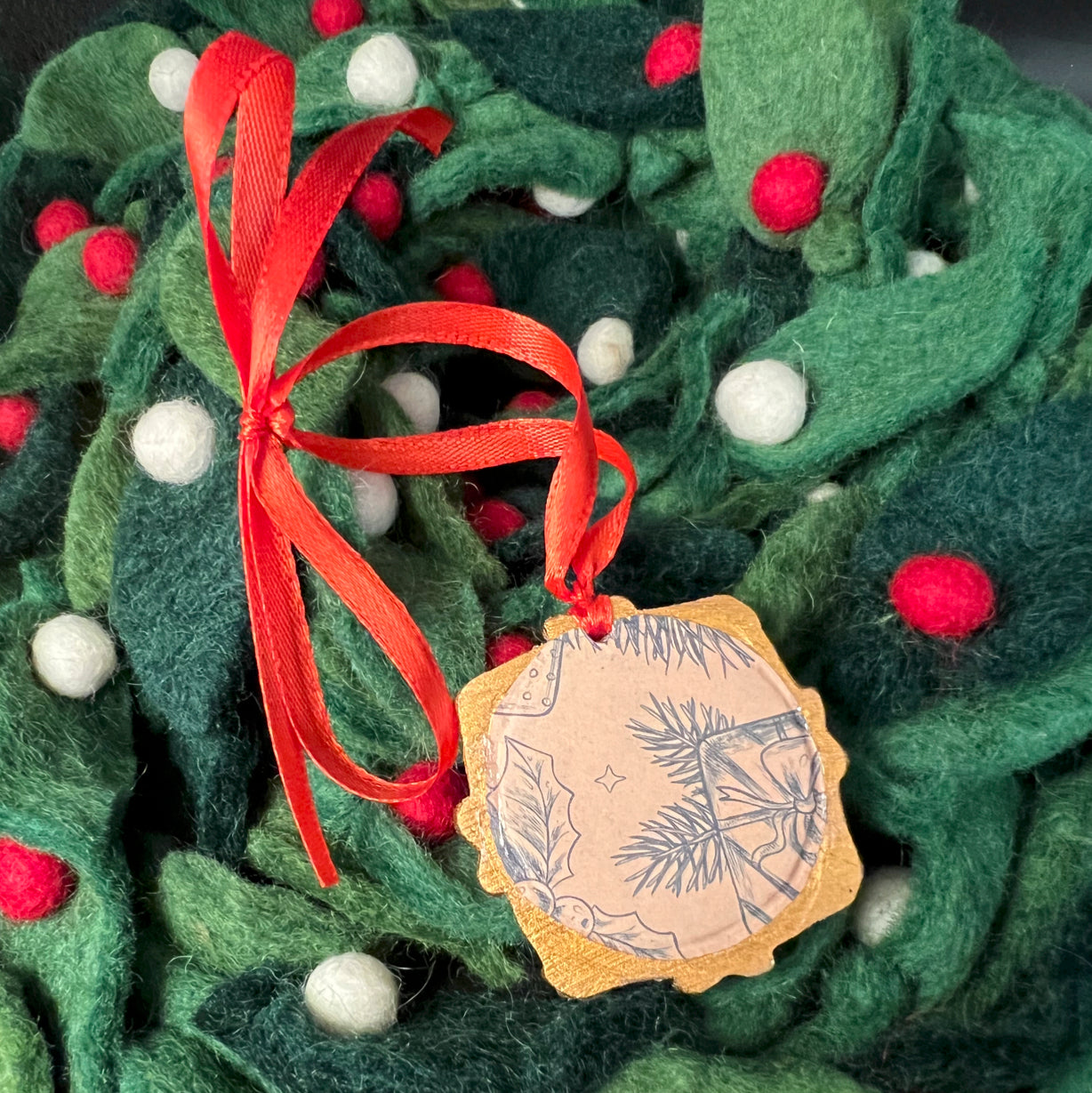 Festive Wreath Red Ornament