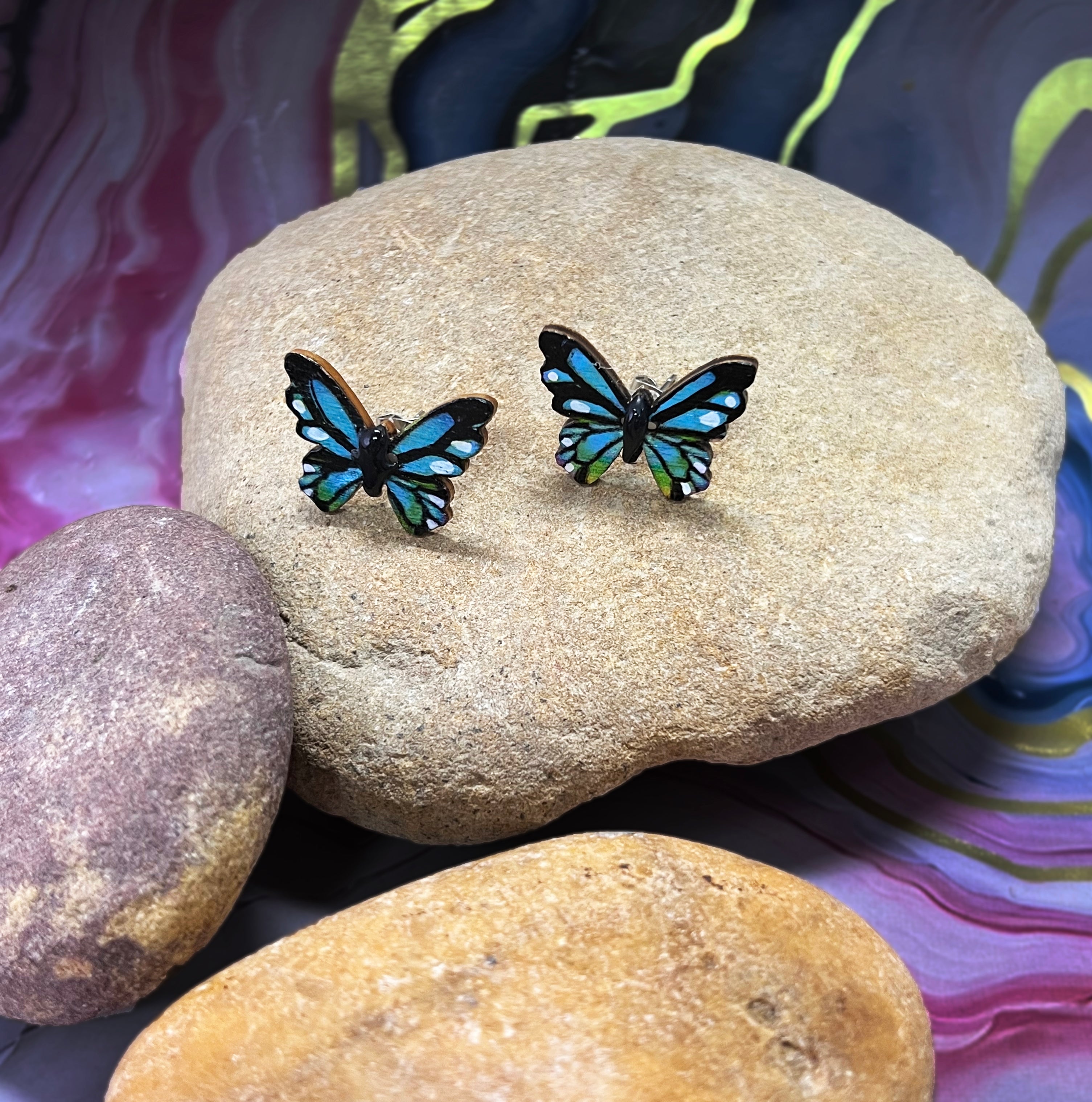 Blue & Green Butterfly Earrings