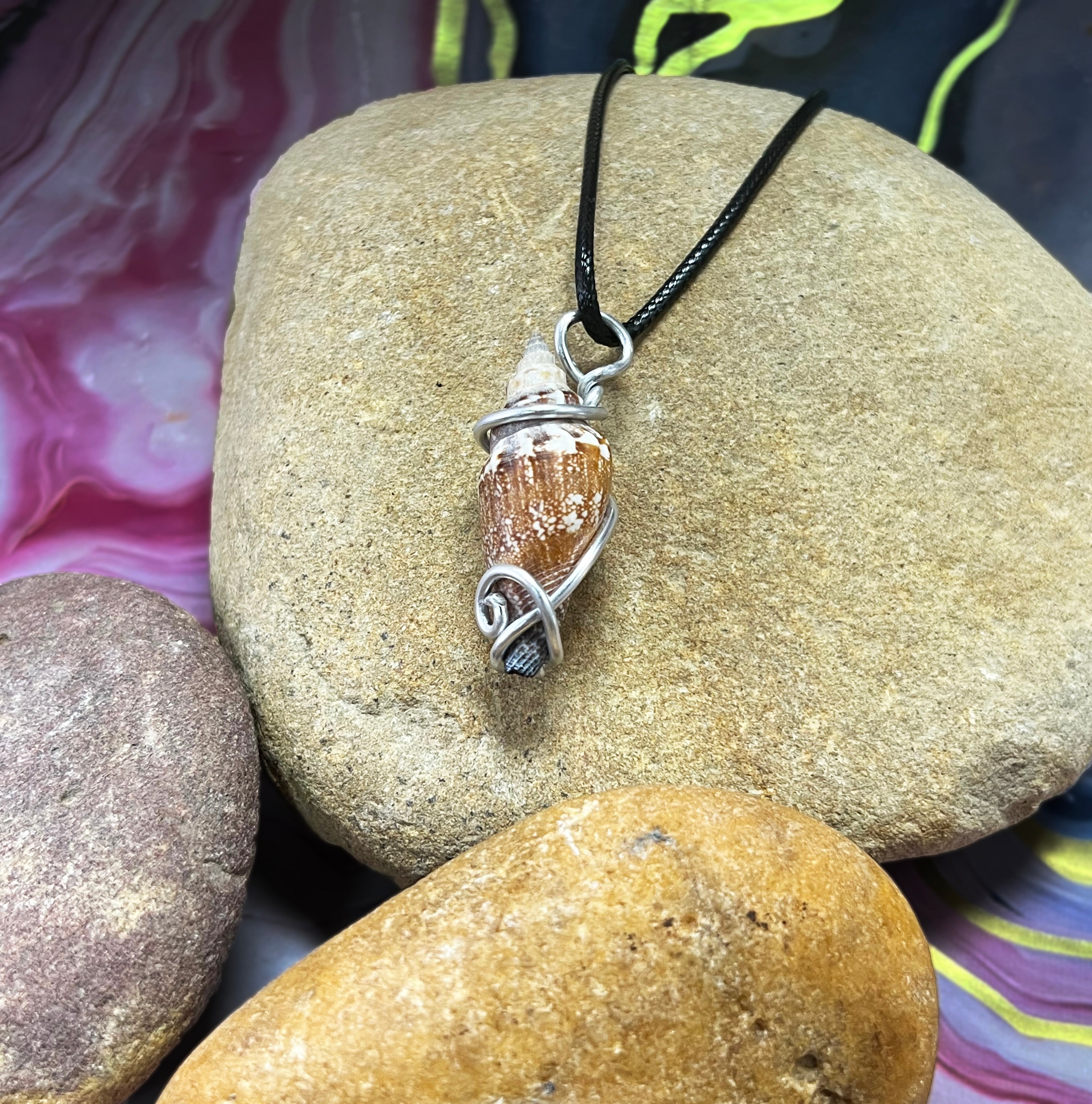 Conidae Wire Wrap Bottom Spiral Necklace