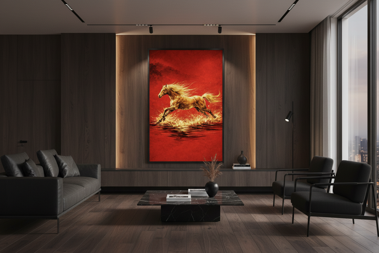 Fire Horse Artwork in Modern Living Room