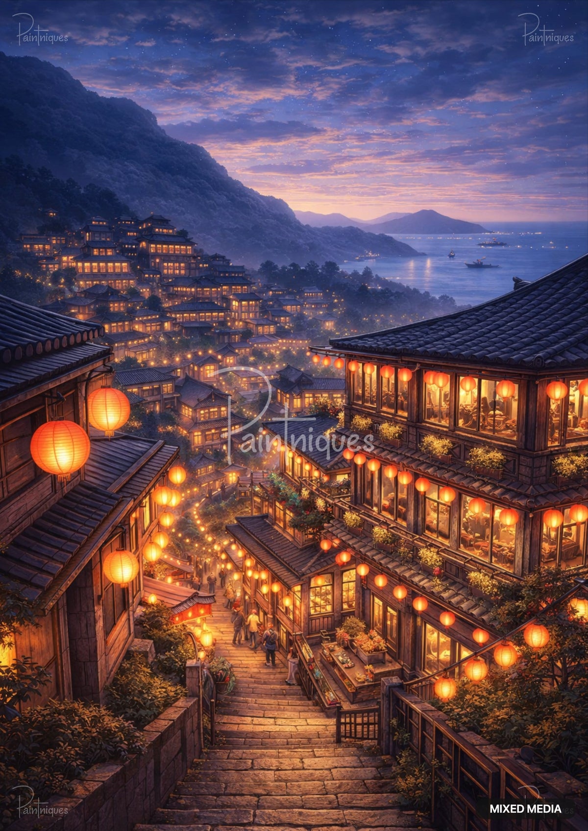 Jiufen Taiwan at Dusk Decoupage Paper
