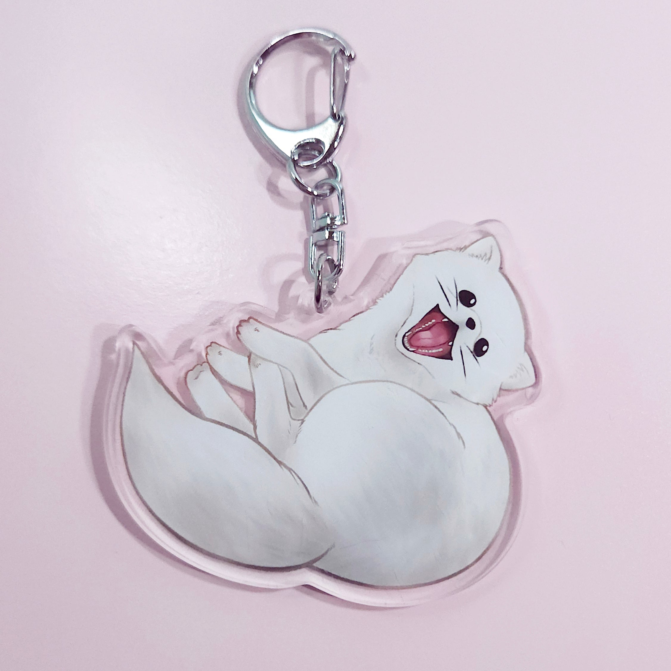 arctic fox charm keychain 2.5"